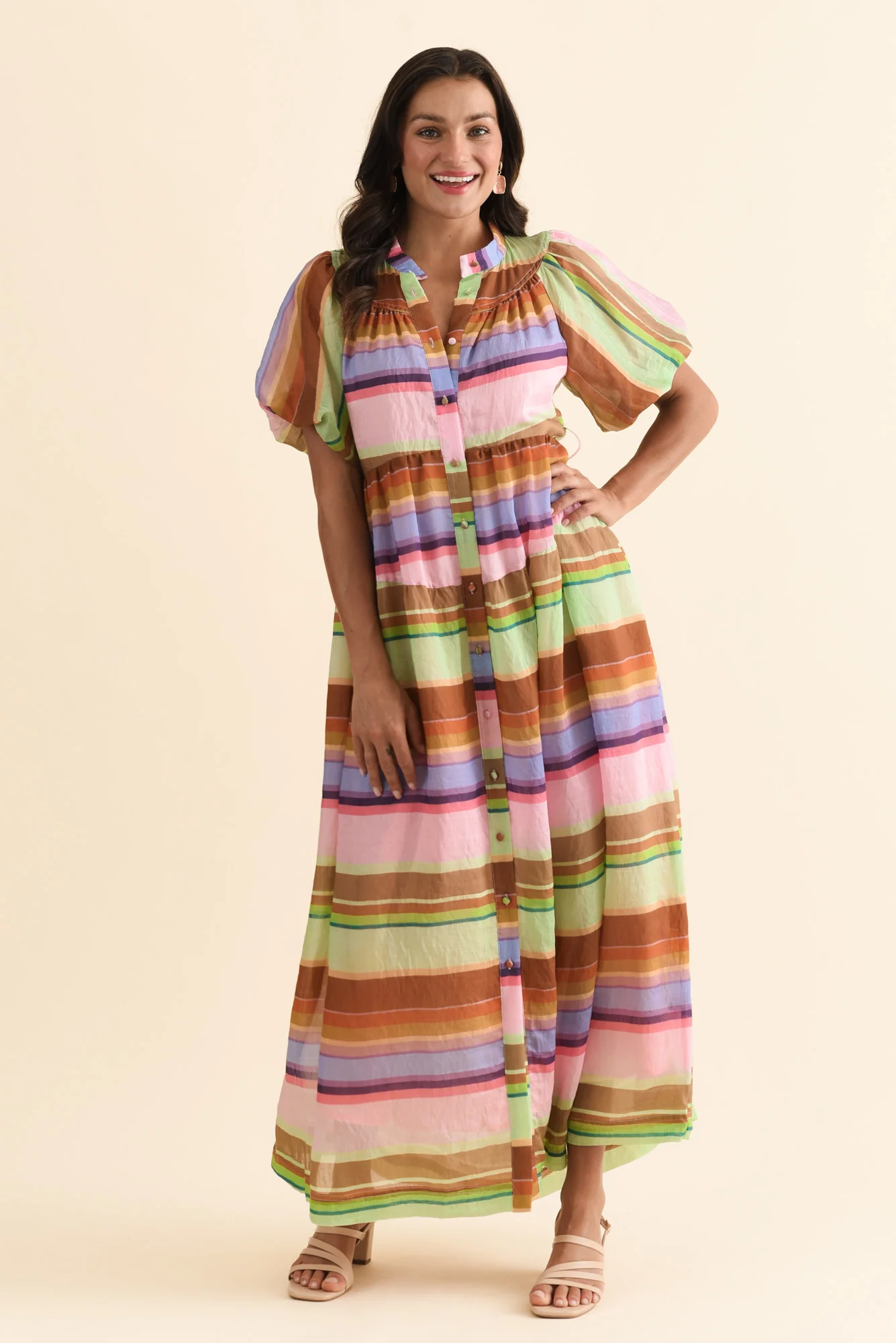 Siesta Pink Stripe Belted Dress