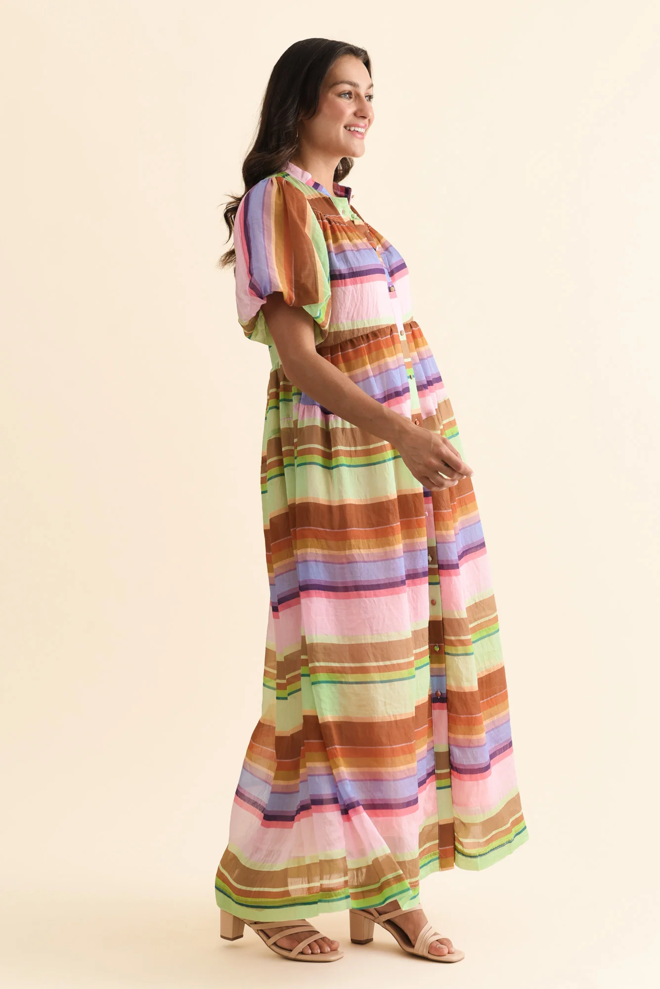 Siesta Pink Stripe Belted Dress - Image 3