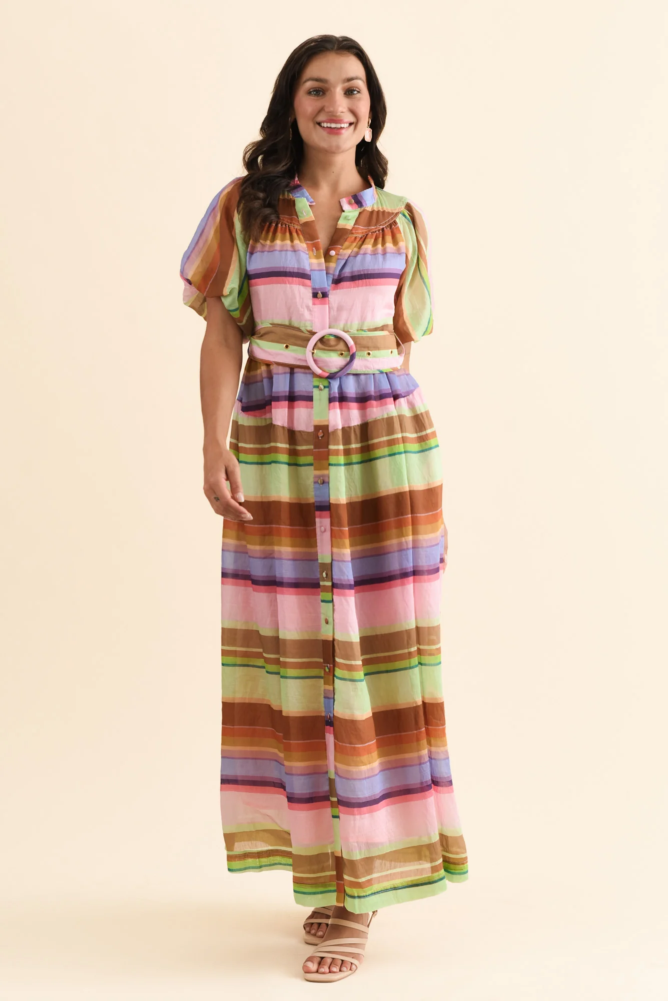 Siesta Pink Stripe Belted Dress - Image 6