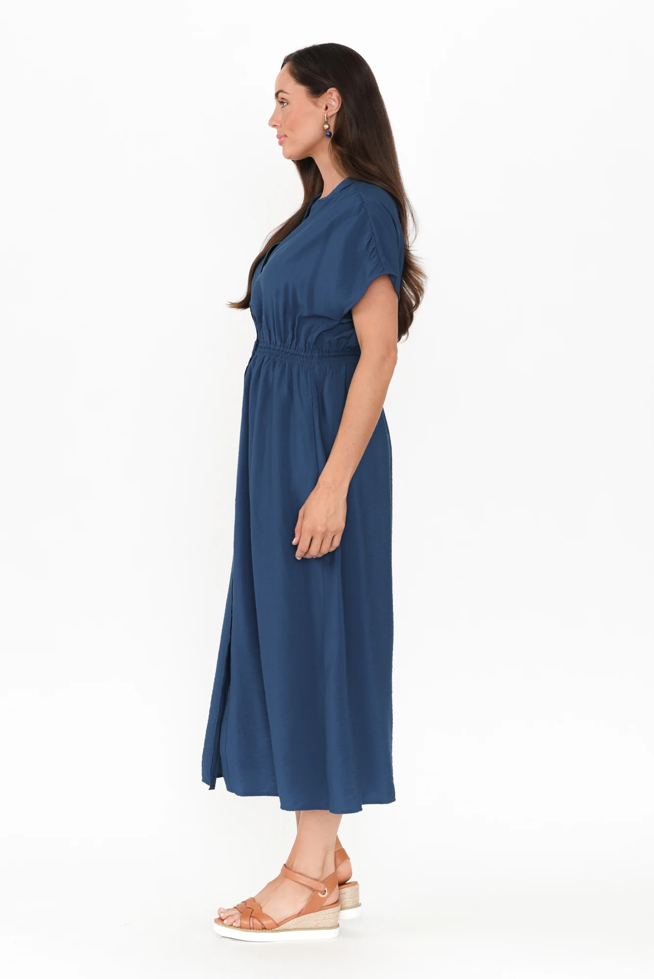 Simone Blue Button Dress - Image 4