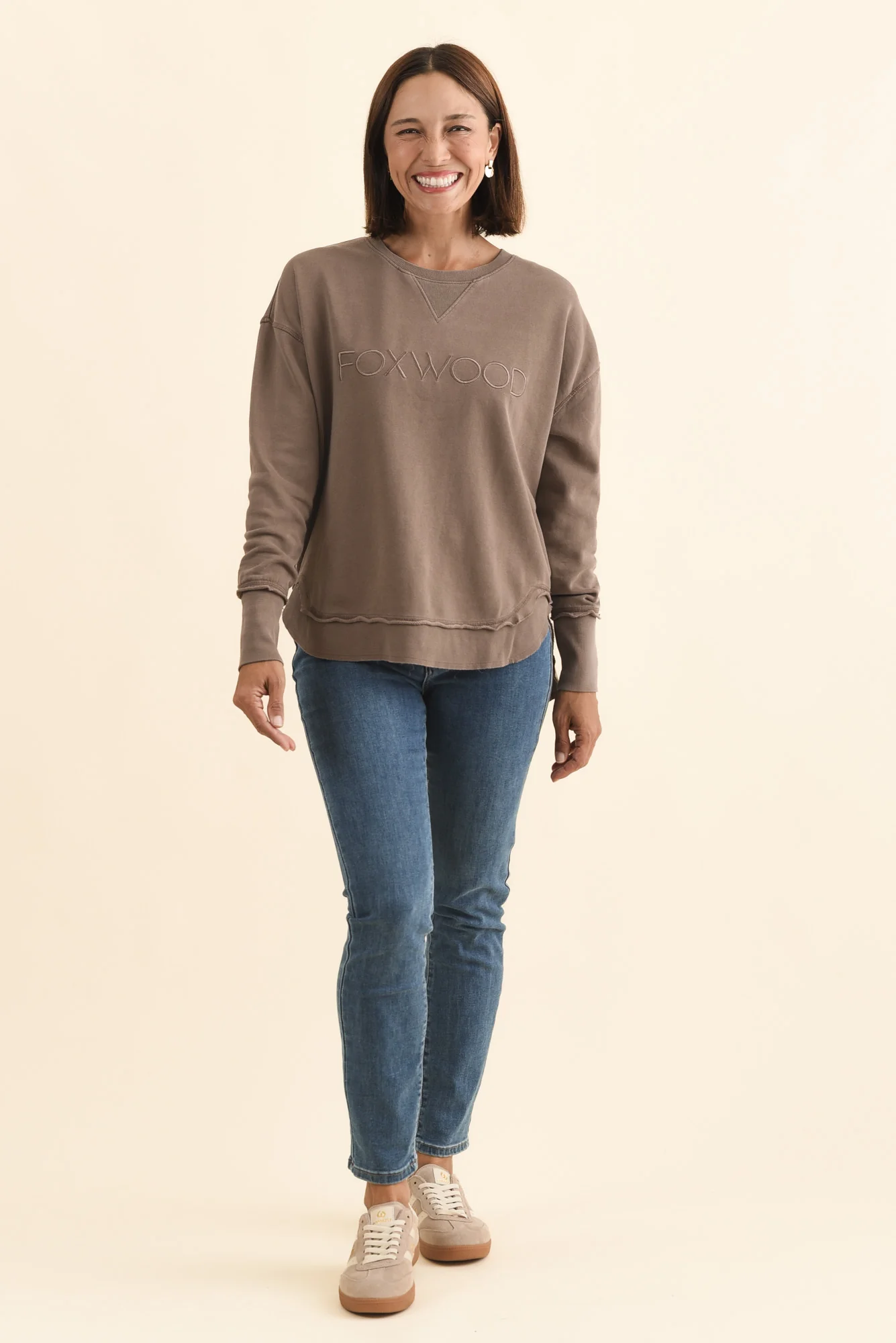 Simplified Brown Cotton Crewneck Sweatshirt - Image 6