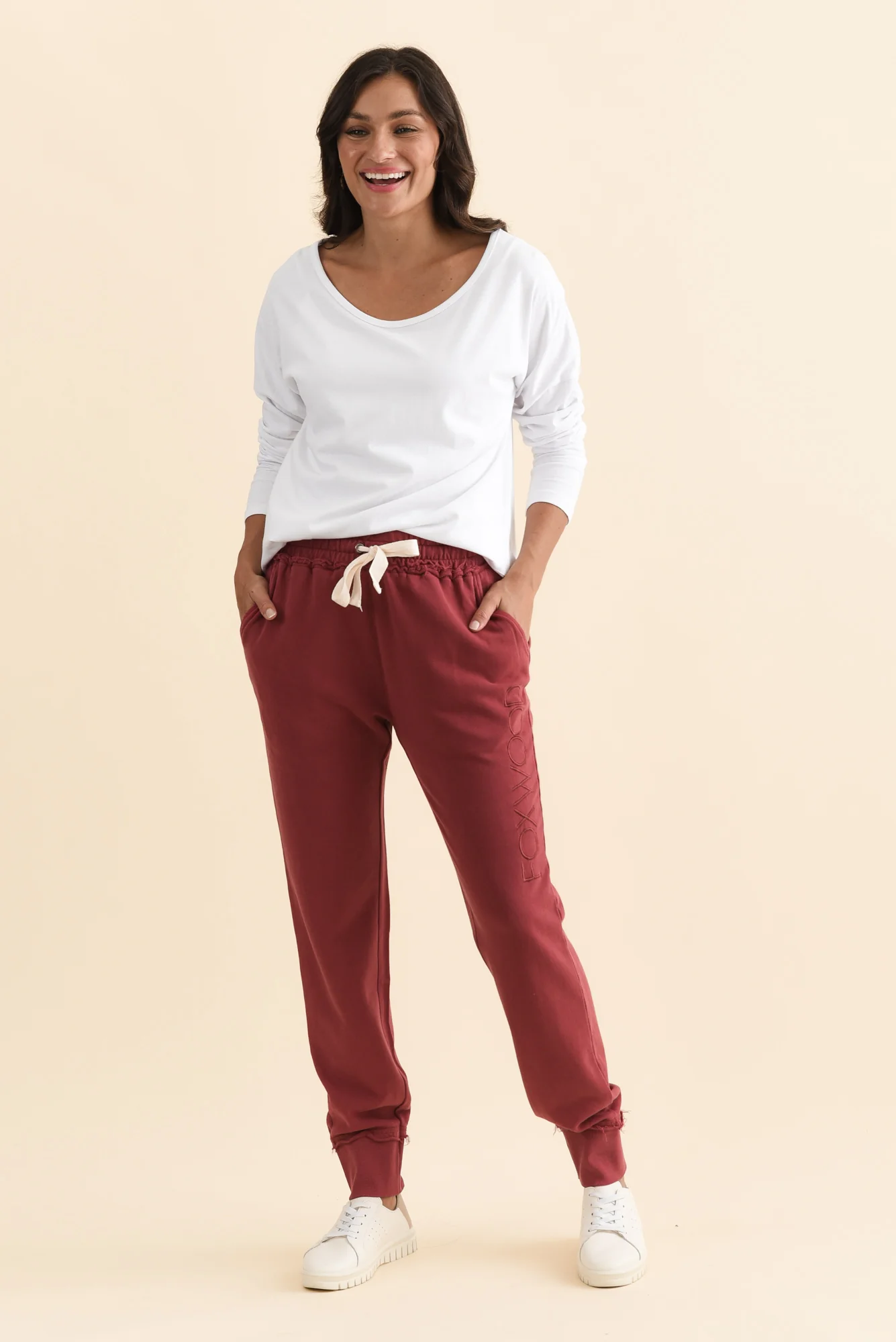 Simplified Cherry Cotton Drawstring Sweatpants - Image 2