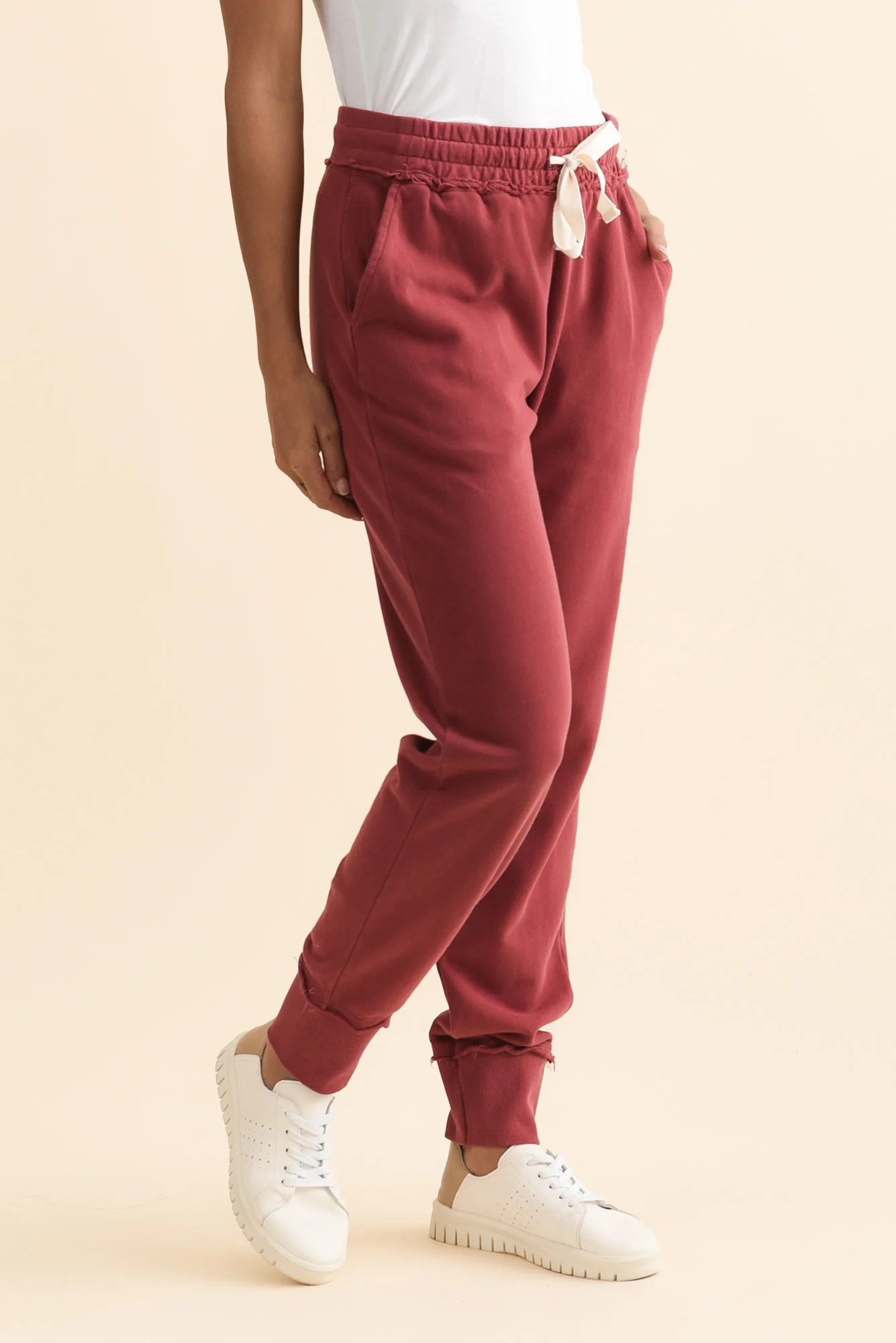 Simplified Cherry Cotton Drawstring Sweatpants - Image 3