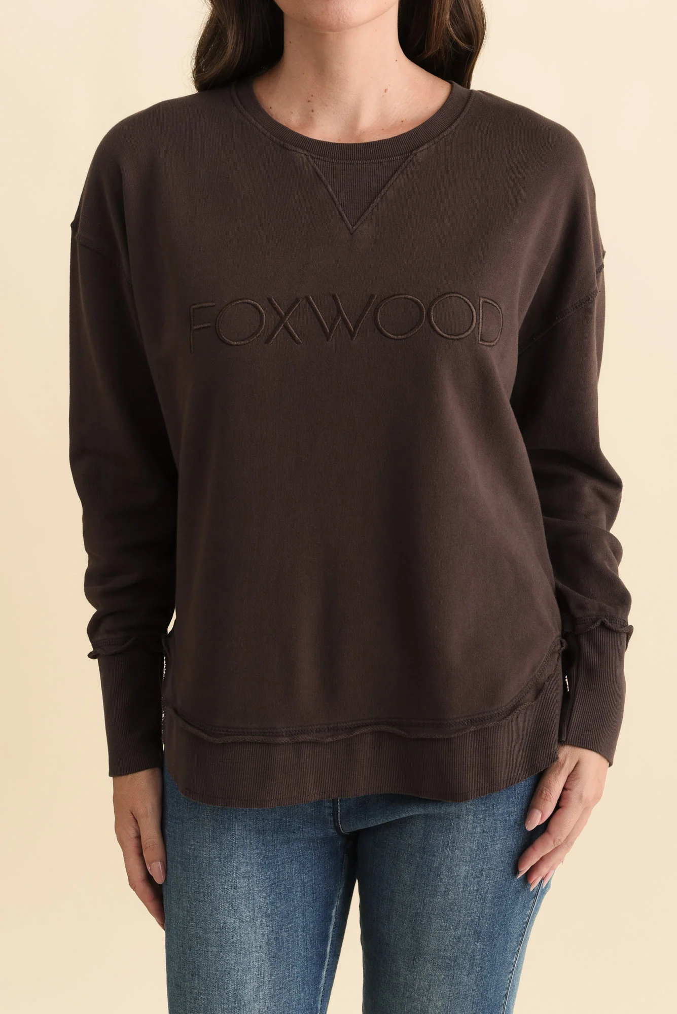 Simplified Chocolate Cotton Crewneck Sweatshirt - Image 5