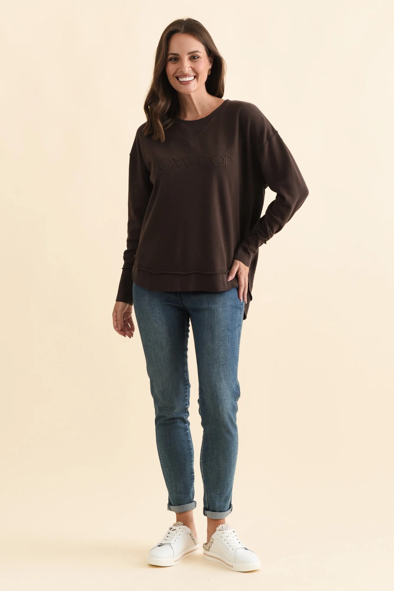 Simplified Chocolate Cotton Crewneck Sweatshirt - Image 6