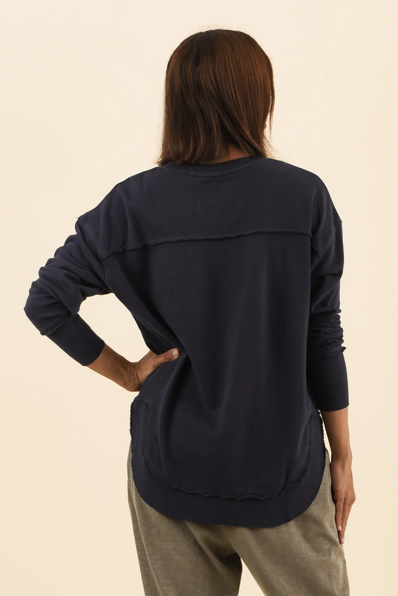 Simplified Navy Cotton Crewneck Sweatshirt - Image 4