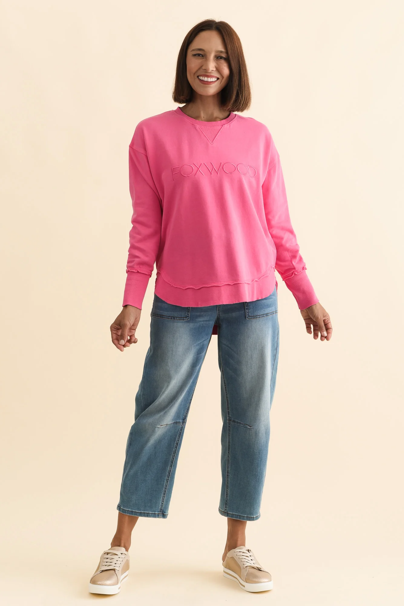 Simplified Pink Cotton Crewneck Sweatshirt - Image 3