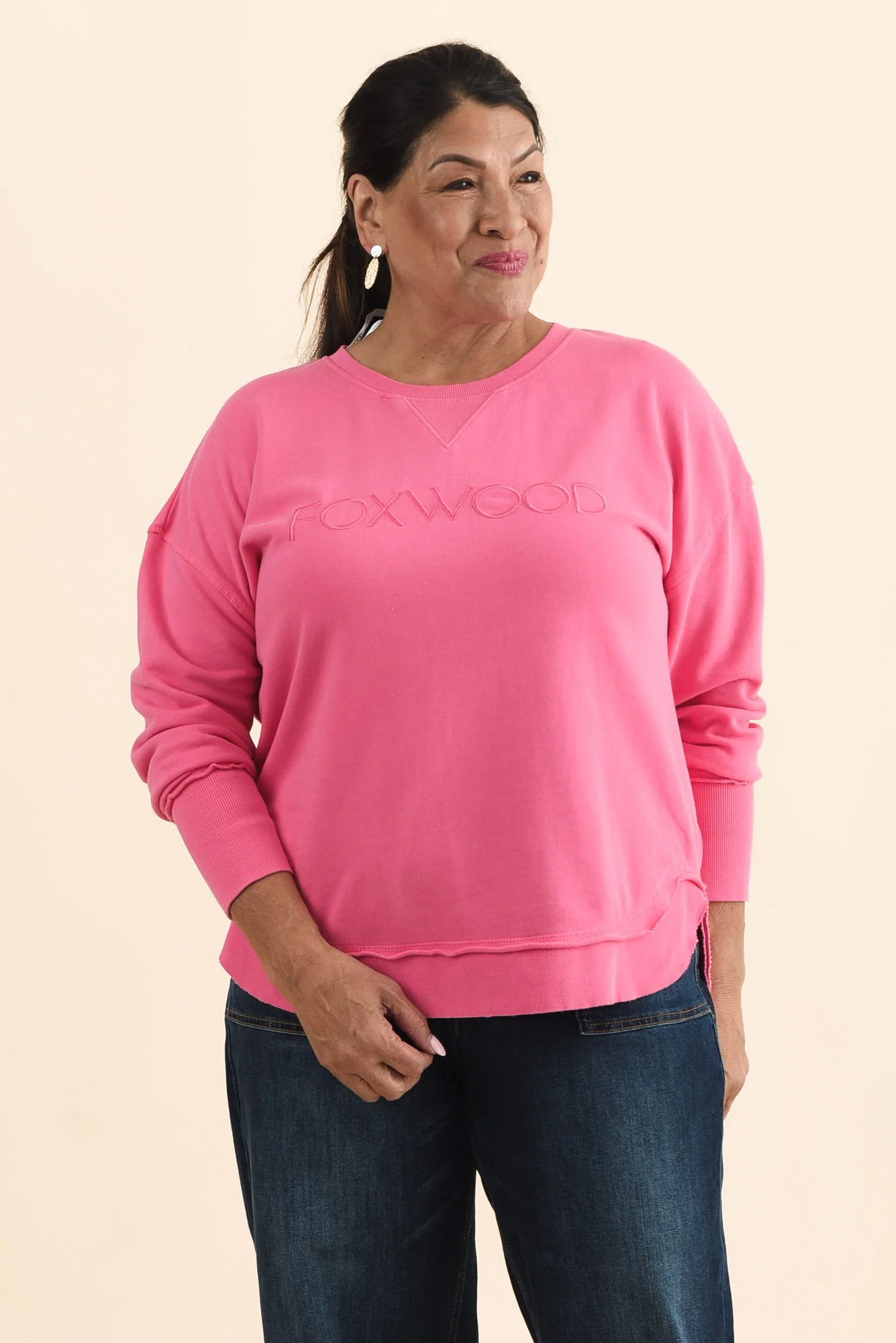 Simplified Pink Cotton Crewneck Sweatshirt - Image 8