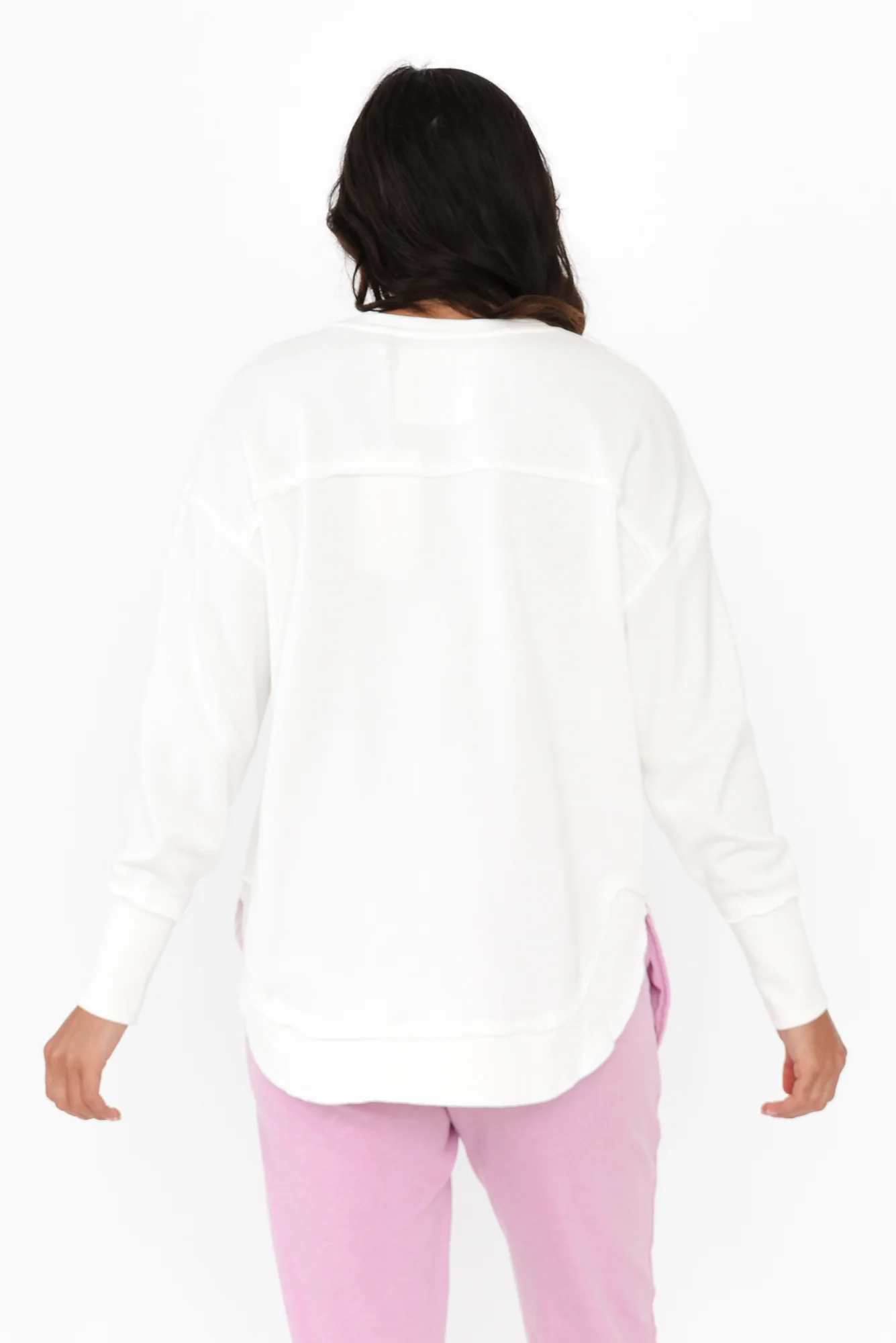 Simplified White Confetti Cotton Crewneck Sweatshirt - Image 4