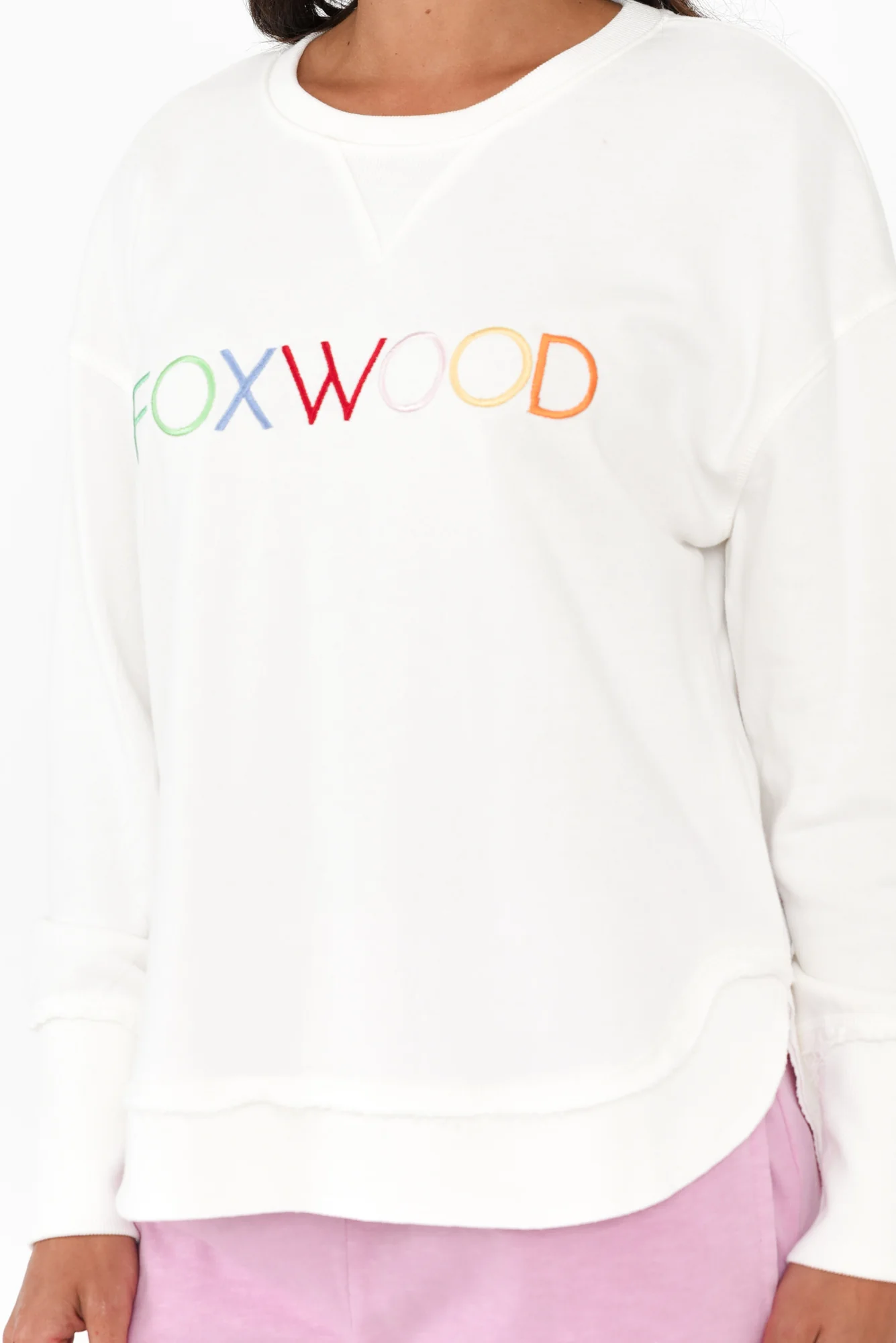 Simplified White Confetti Cotton Crewneck Sweatshirt - Image 5