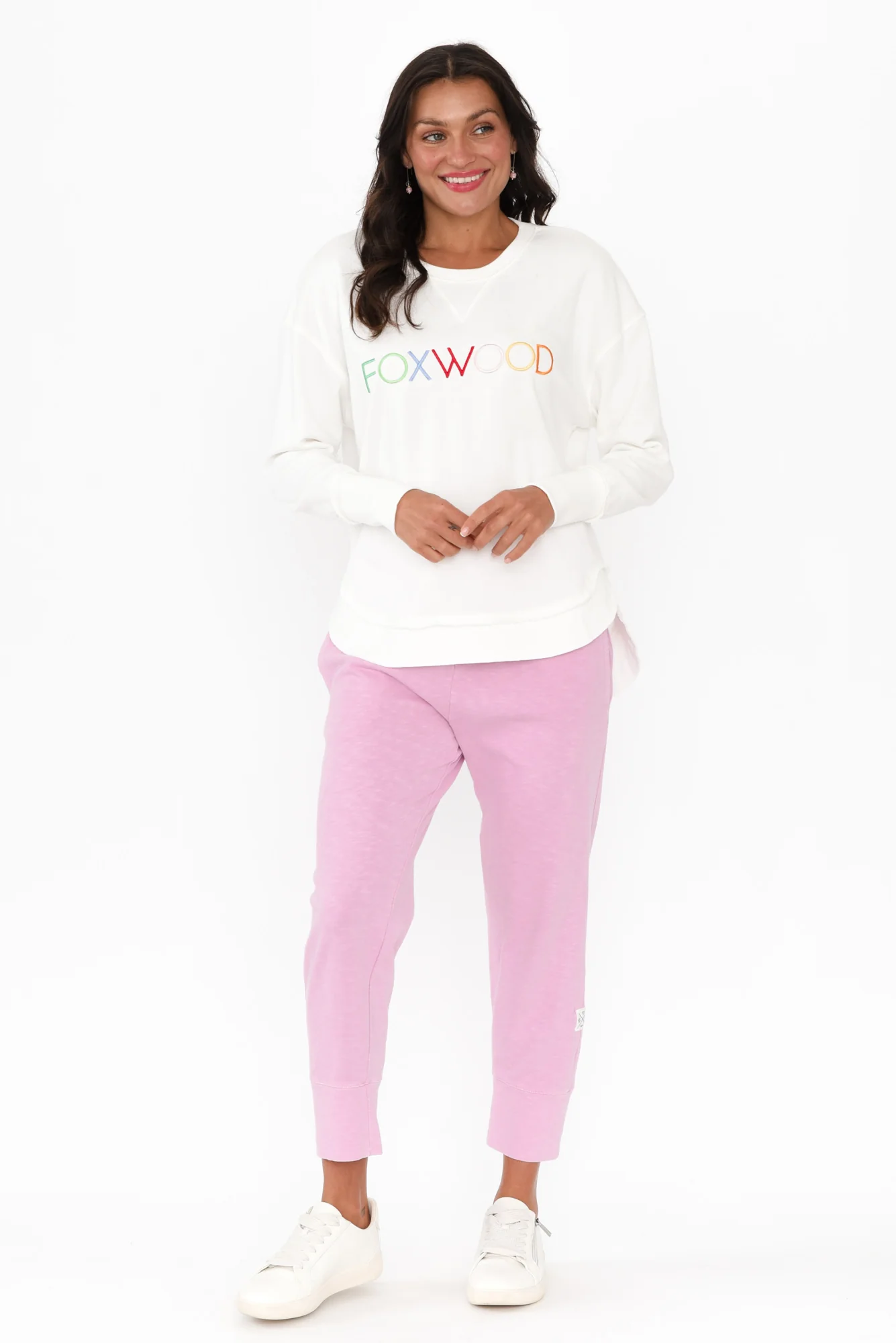 Simplified White Confetti Cotton Crewneck Sweatshirt - Image 6