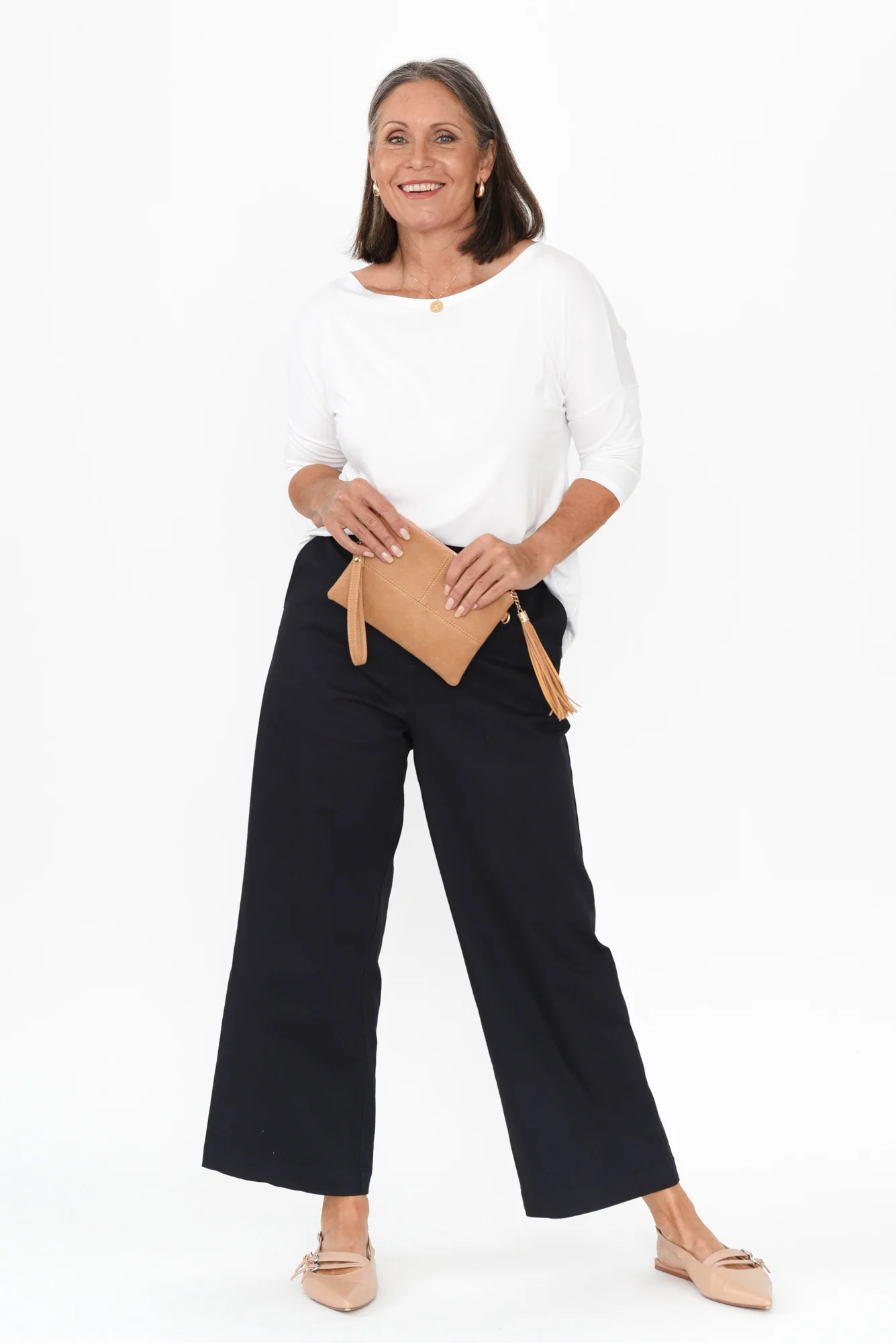 Sinatra Navy Cotton Wide Leg Pants - Image 3