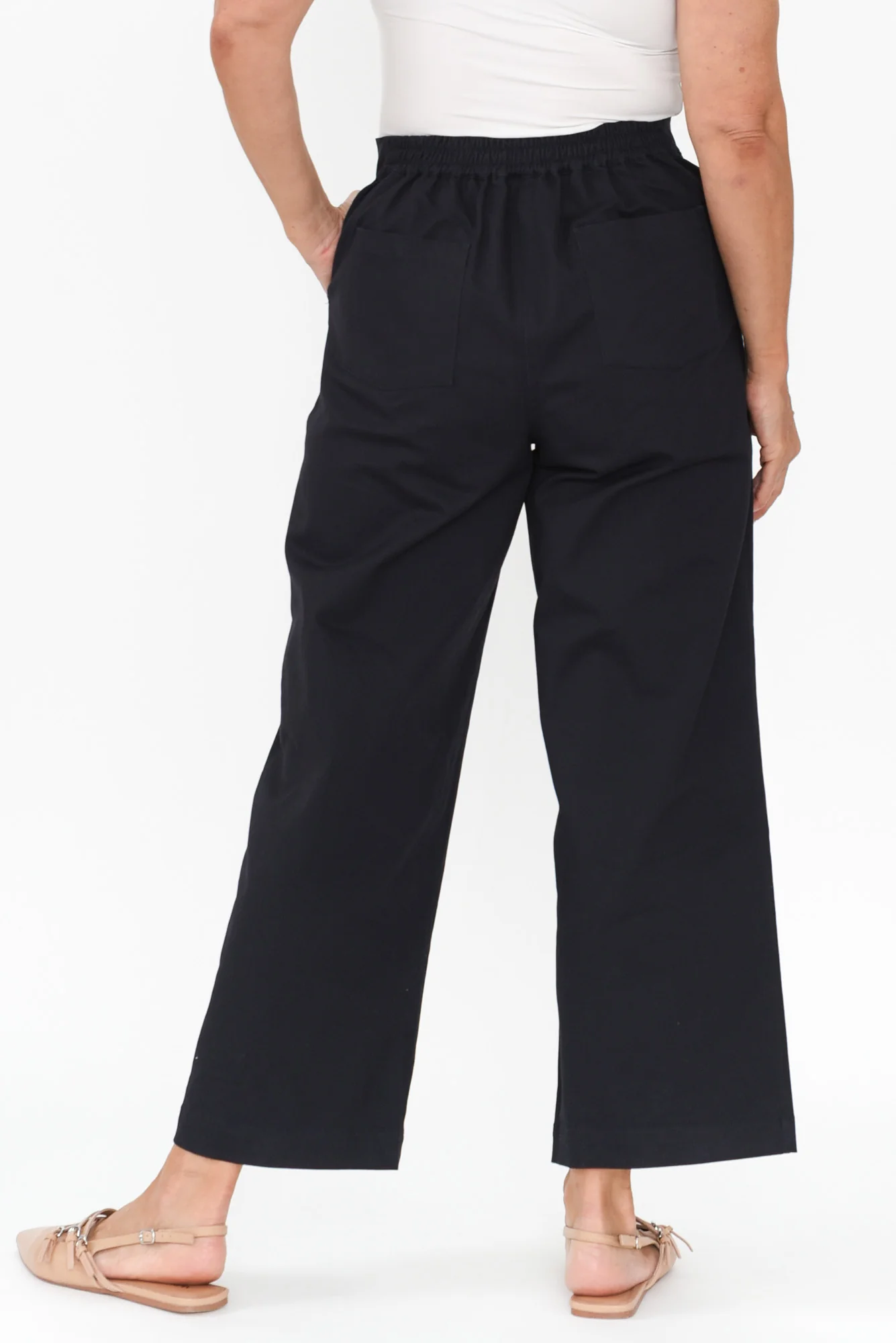Sinatra Navy Cotton Wide Leg Pants - Image 5