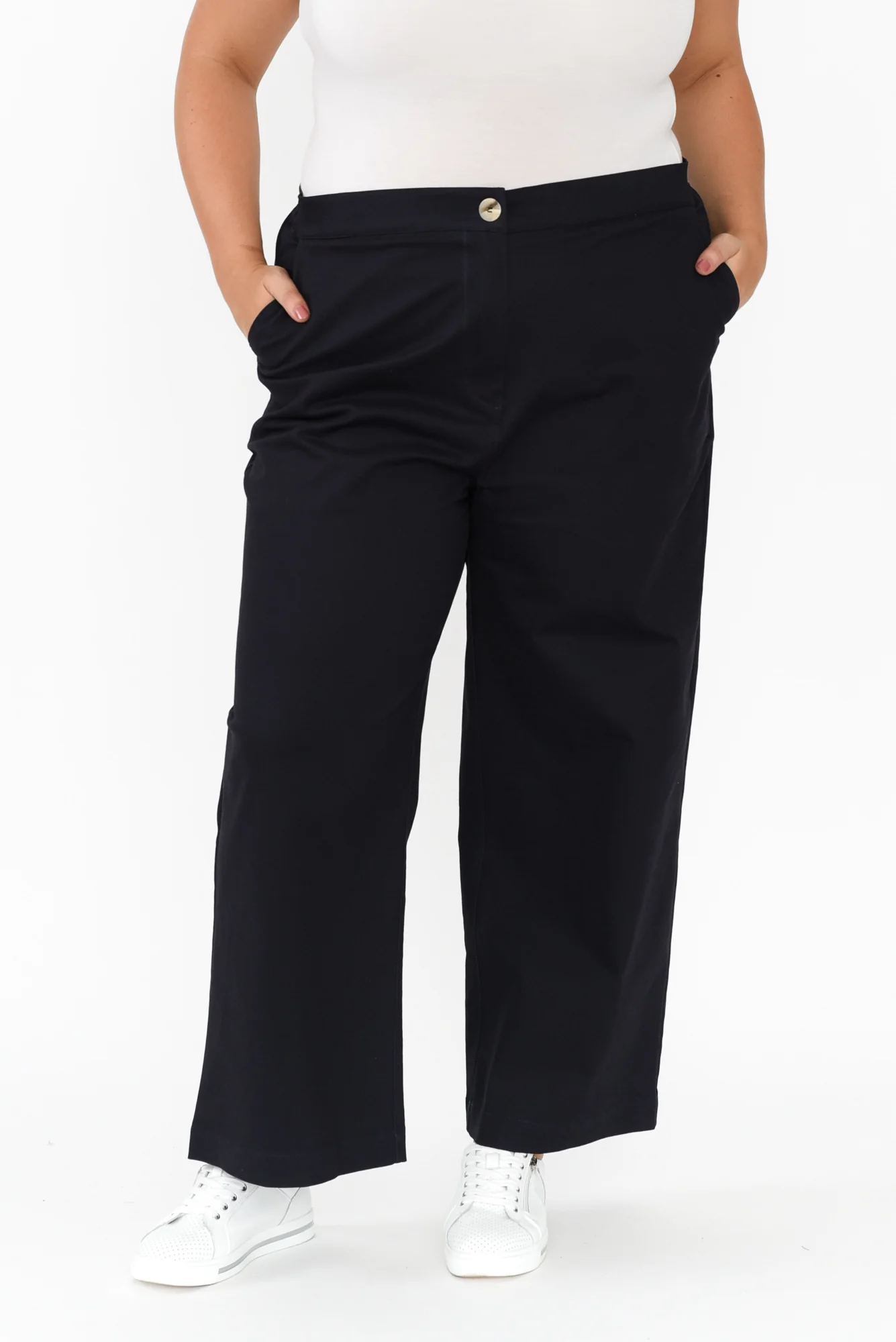 Sinatra Navy Cotton Wide Leg Pants - Image 8