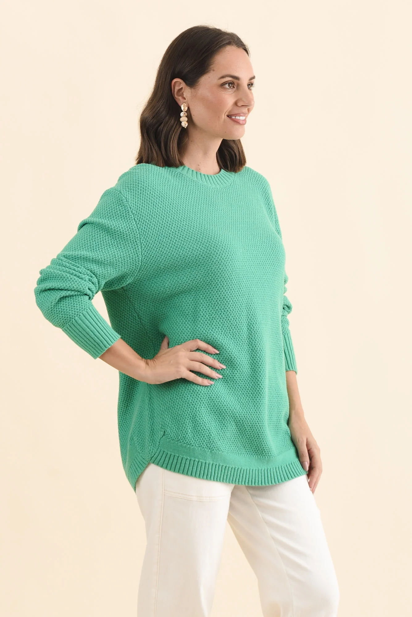Skylar Green Cotton Blend Knit Jumper - Image 3