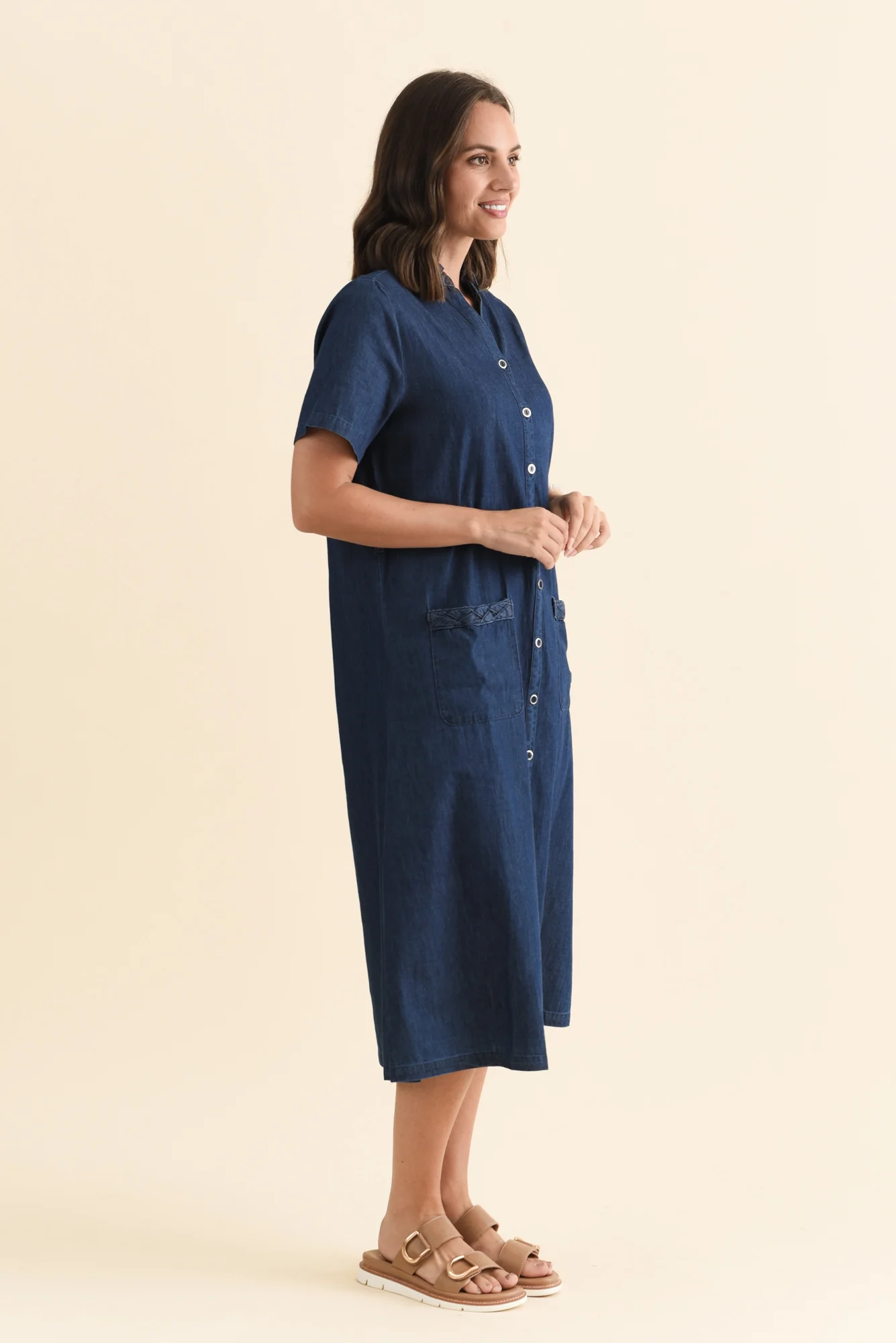 Sofie Soft Blue Denim Shirt Dress - Image 4