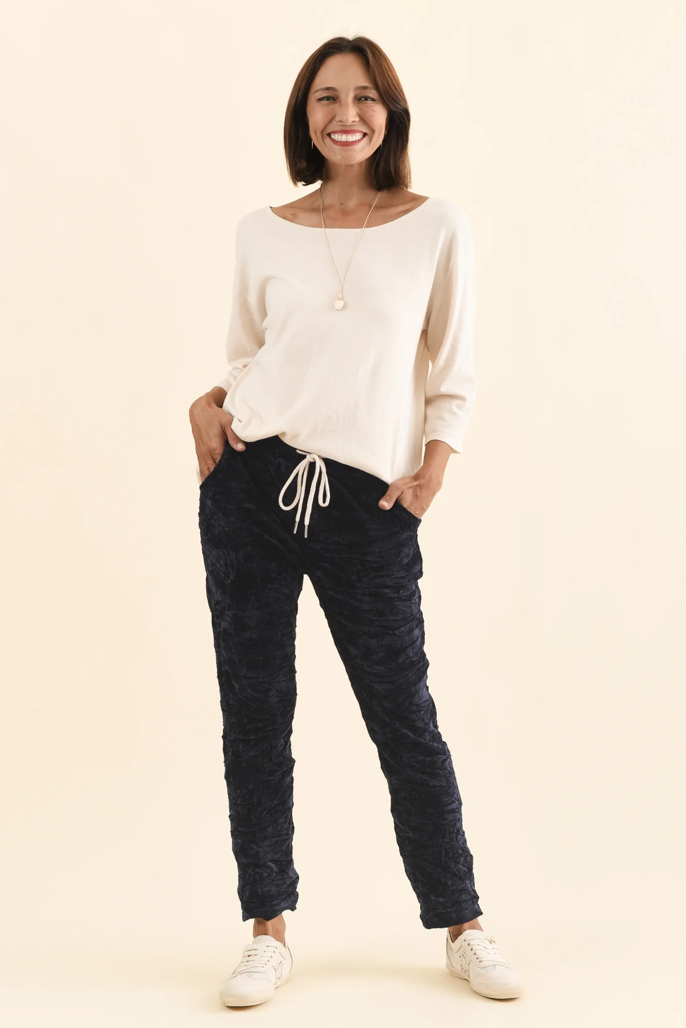 Soleil Navy Drawstring Pants - Image 2