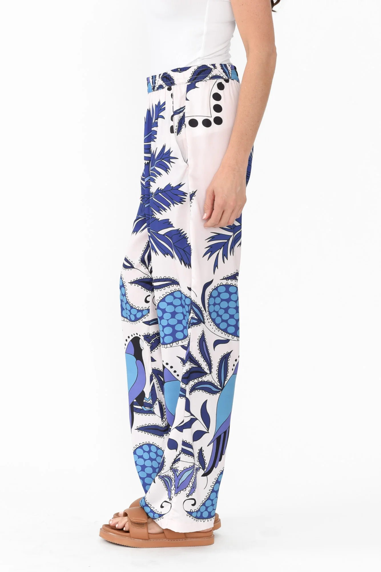 Sona Blue Tropical Wide Leg Pants - Image 5