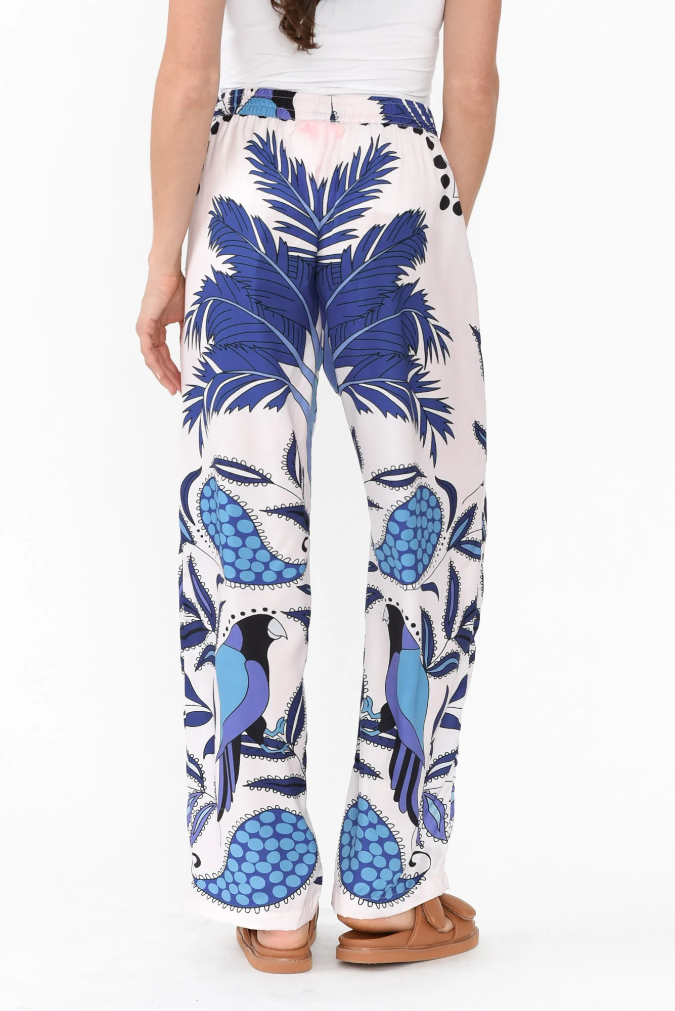 Sona Blue Tropical Wide Leg Pants - Image 6