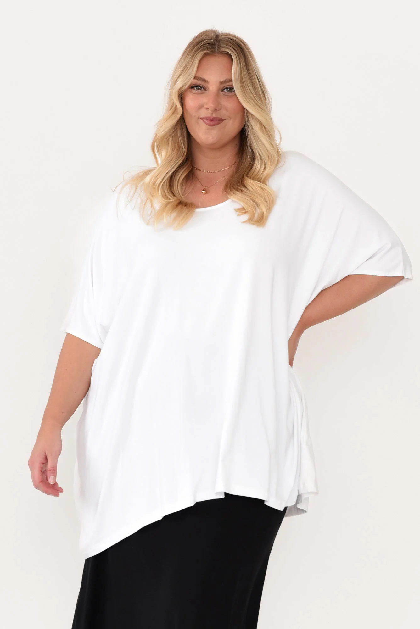 Sorronda White Bamboo Batwing Top - Image 12