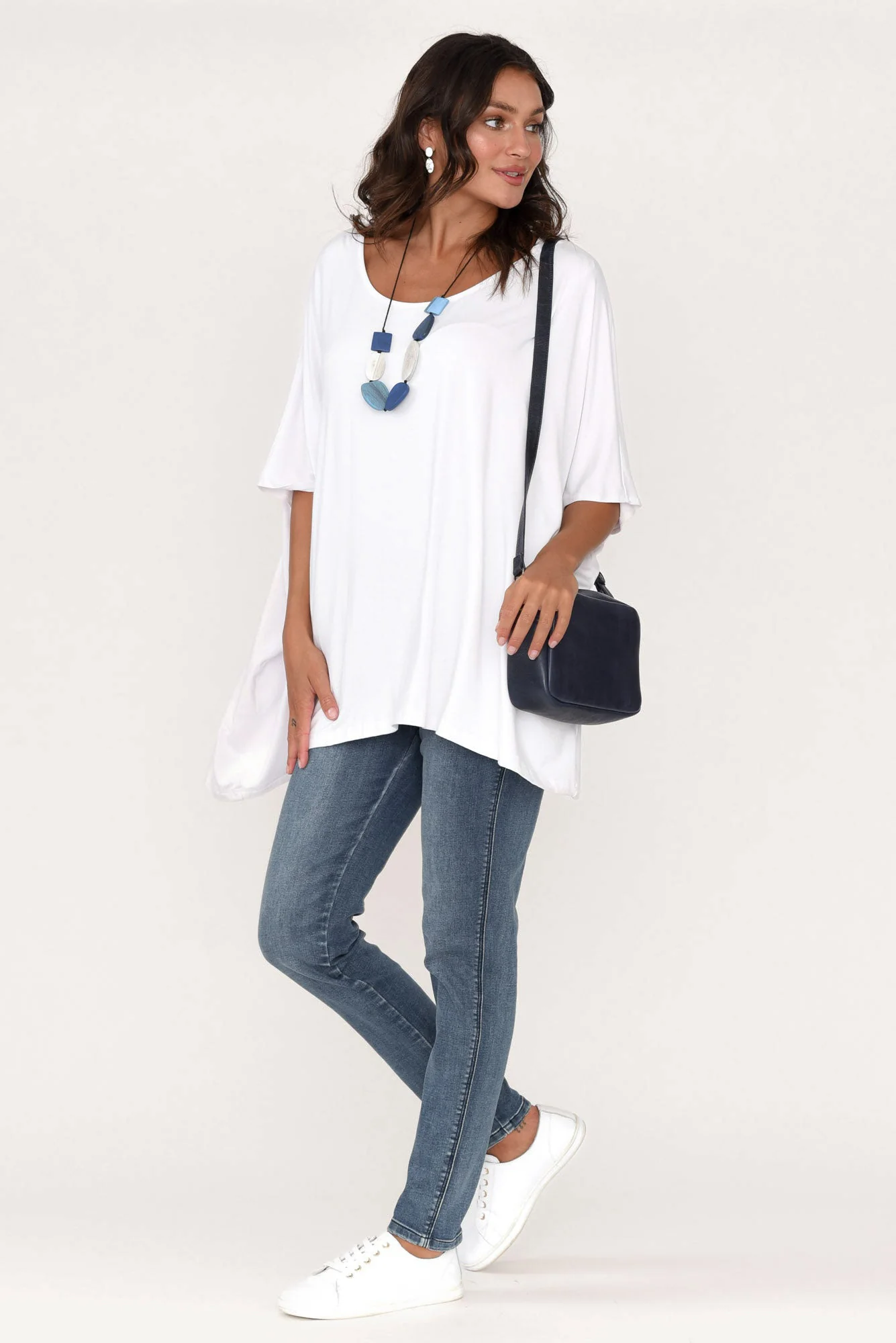 Sorronda White Bamboo Batwing Top - Image 9