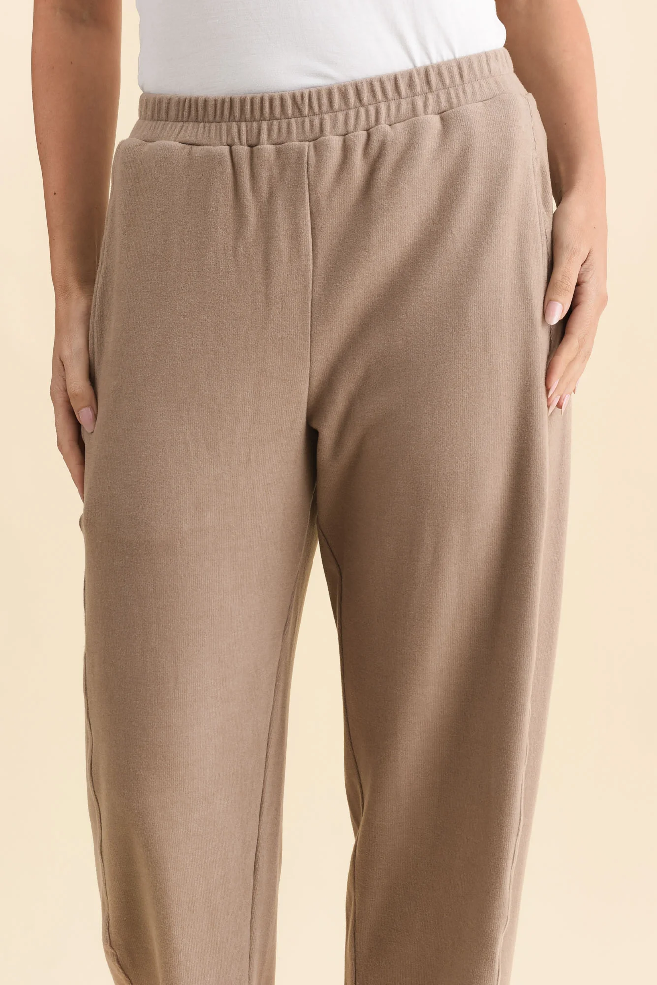 Souffle-Touch Beige Barrel Sweatpants - Image 6