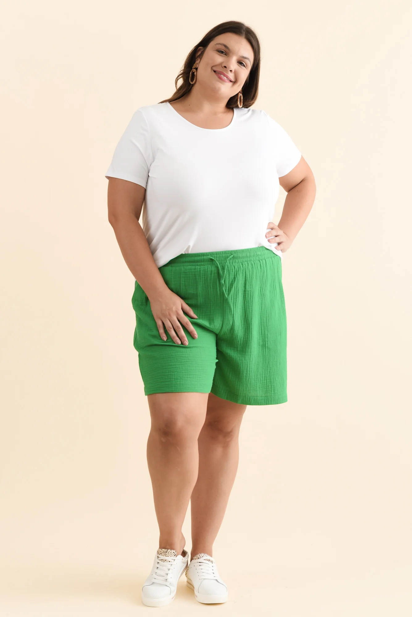 Spencer Green Cotton Cheesecloth Shorts - Image 9