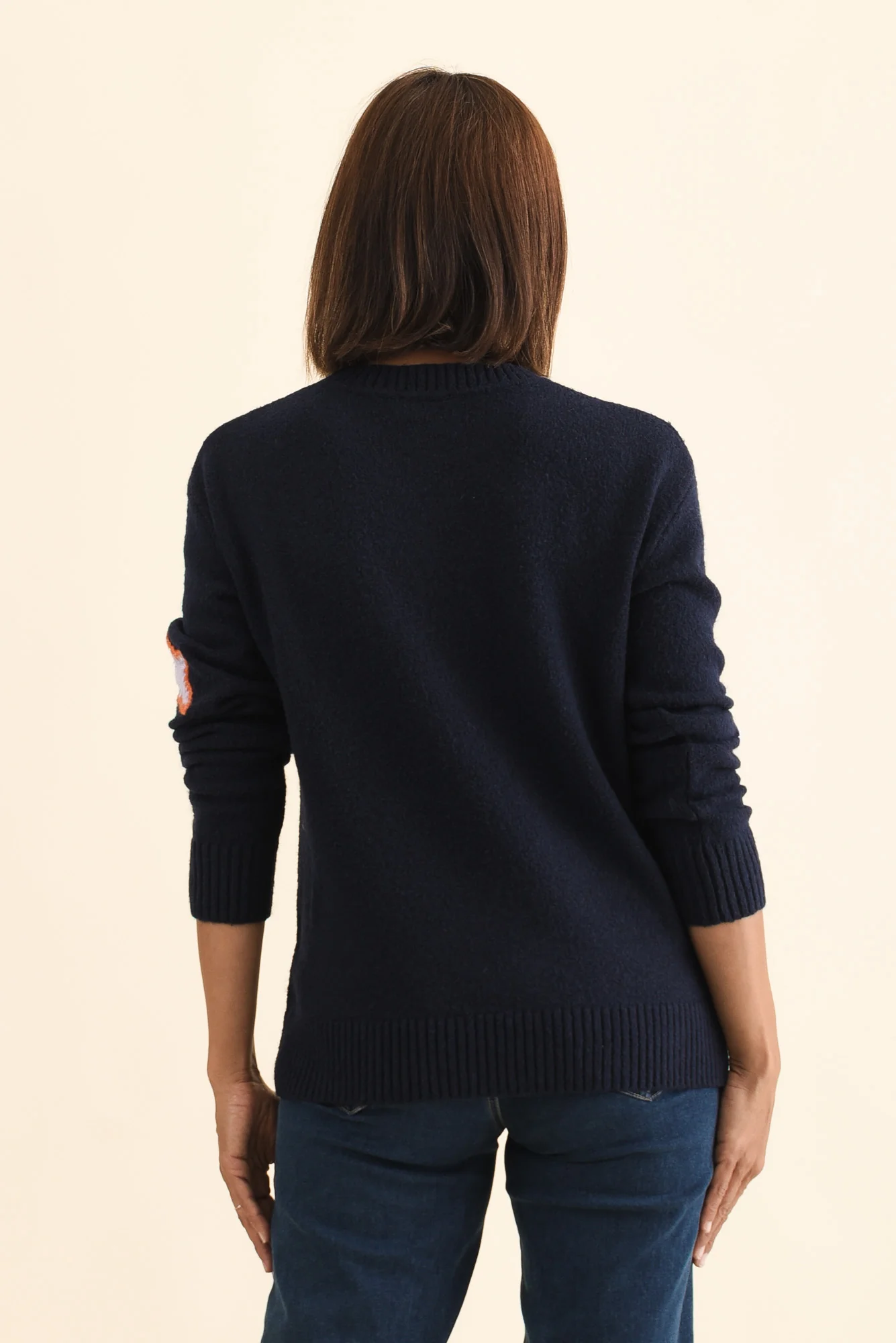 Starla Navy Patchwork Knit Jumper - Image 4