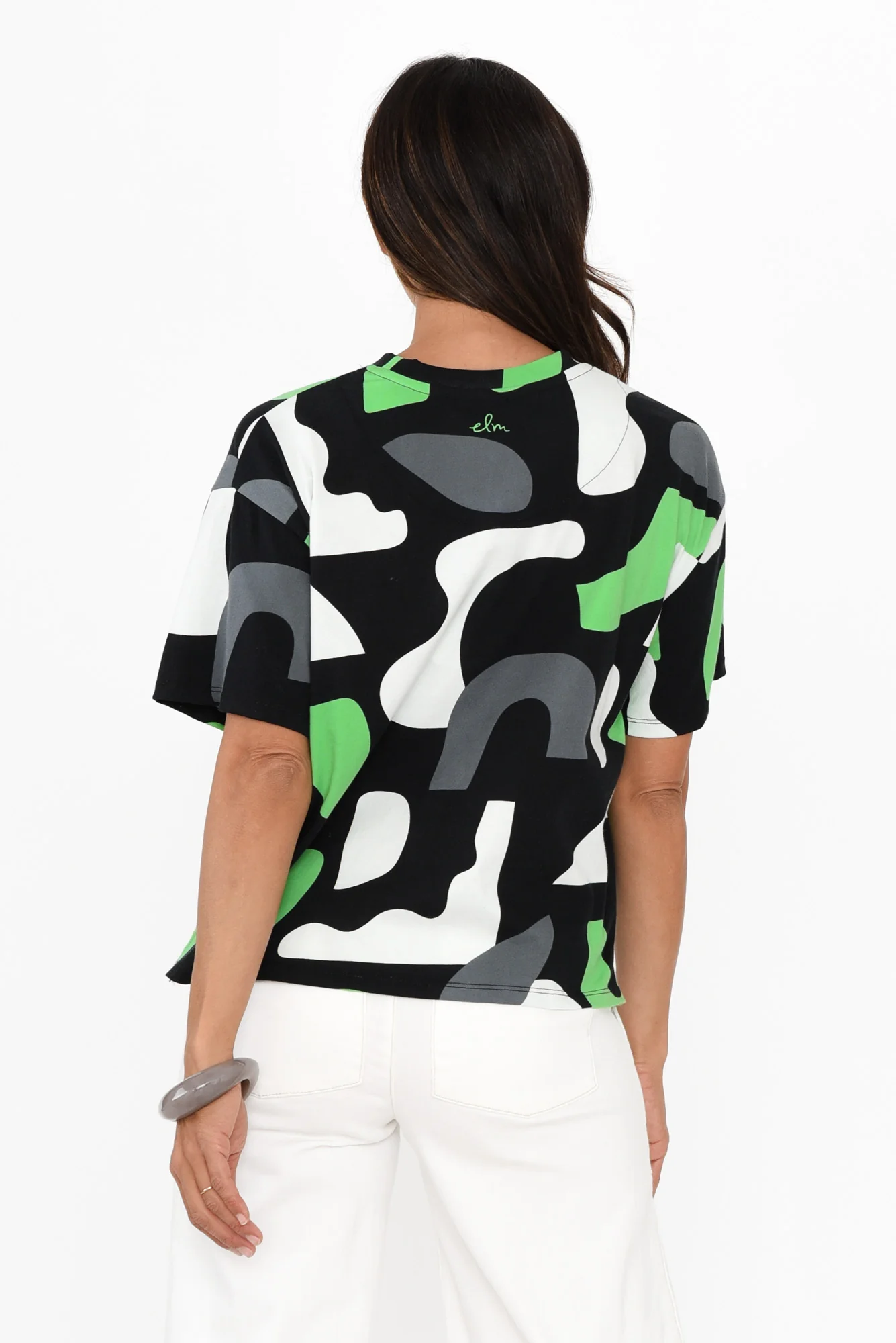 Stijl Green Abstract Cotton Tee - Image 4