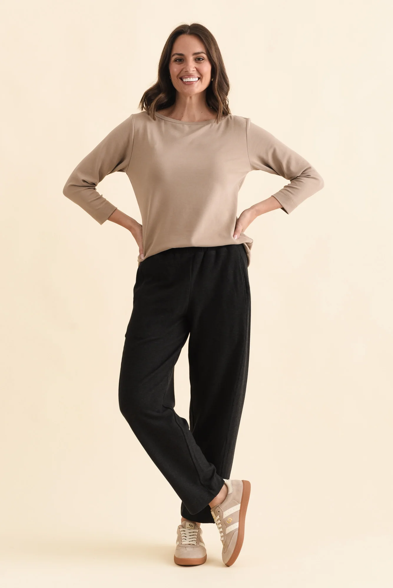 SuedeLuxe Beige 3/4 Sleeve Top - Image 3