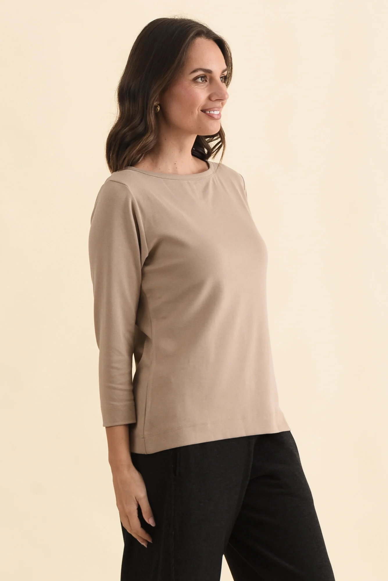 SuedeLuxe Beige 3/4 Sleeve Top - Image 4