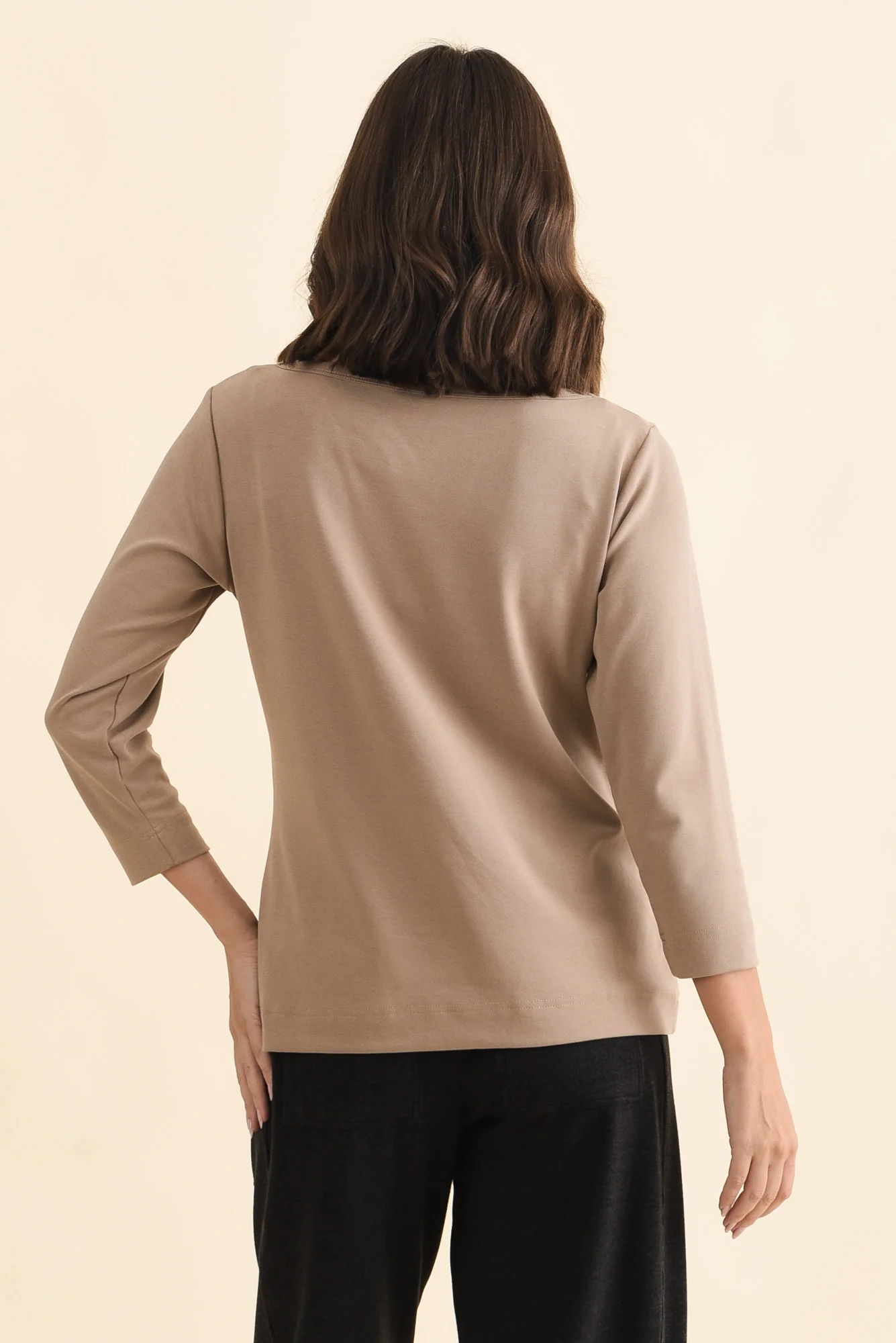 SuedeLuxe Beige 3/4 Sleeve Top - Image 5