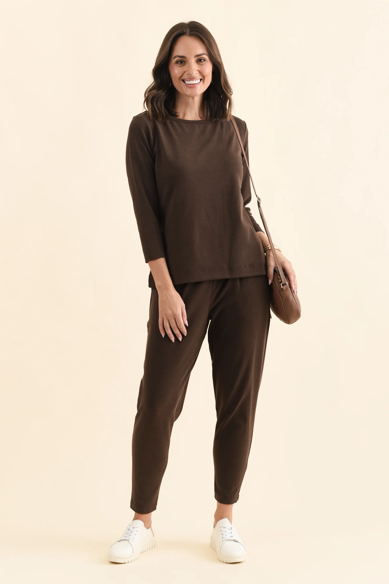 SuedeLuxe Chocolate 3/4 Sleeve Top - Image 3