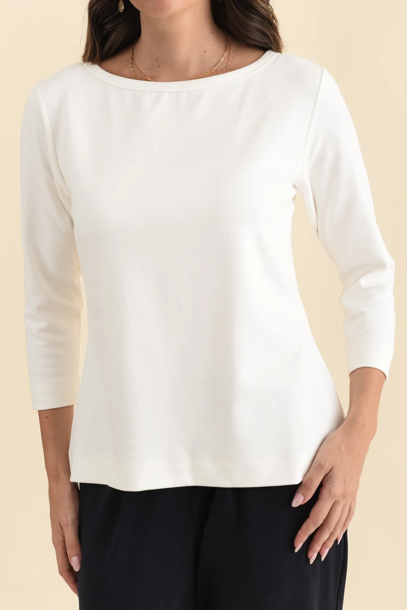 SuedeLuxe White 3/4 Sleeve Top - Image 6