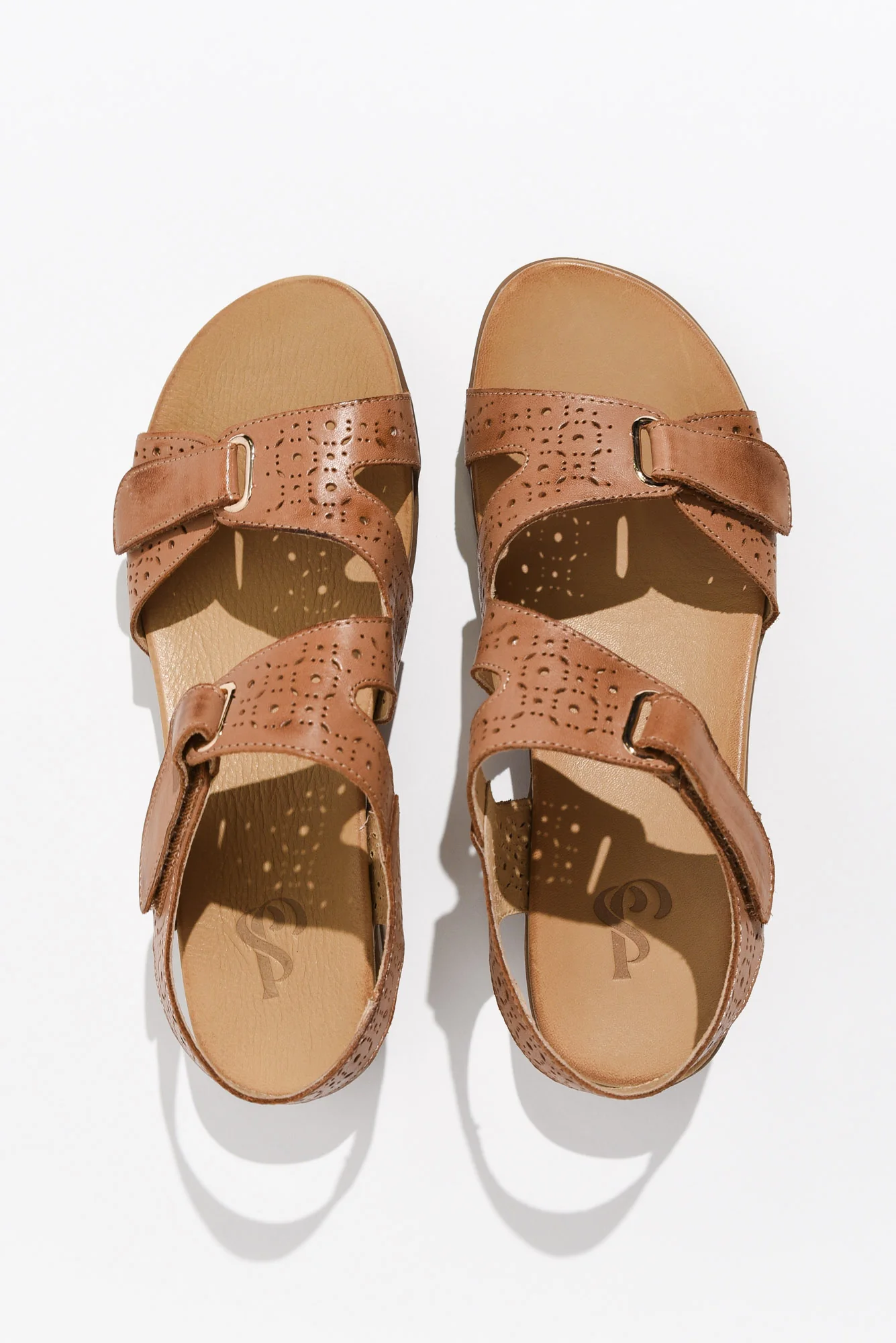 Suit Tan Leather Cut Out Sandal - Image 4