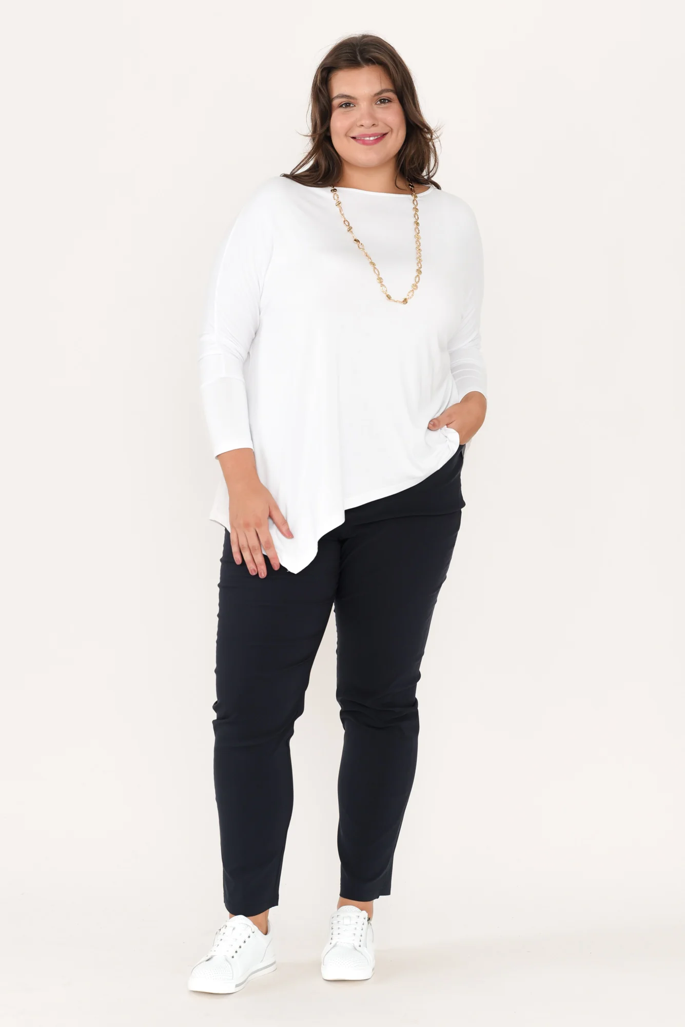 Susie White Asymmetrical Bamboo Top - Image 11