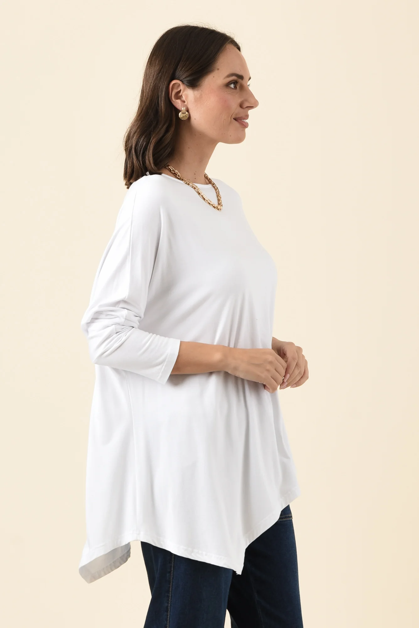 Susie White Asymmetrical Bamboo Top - Image 3