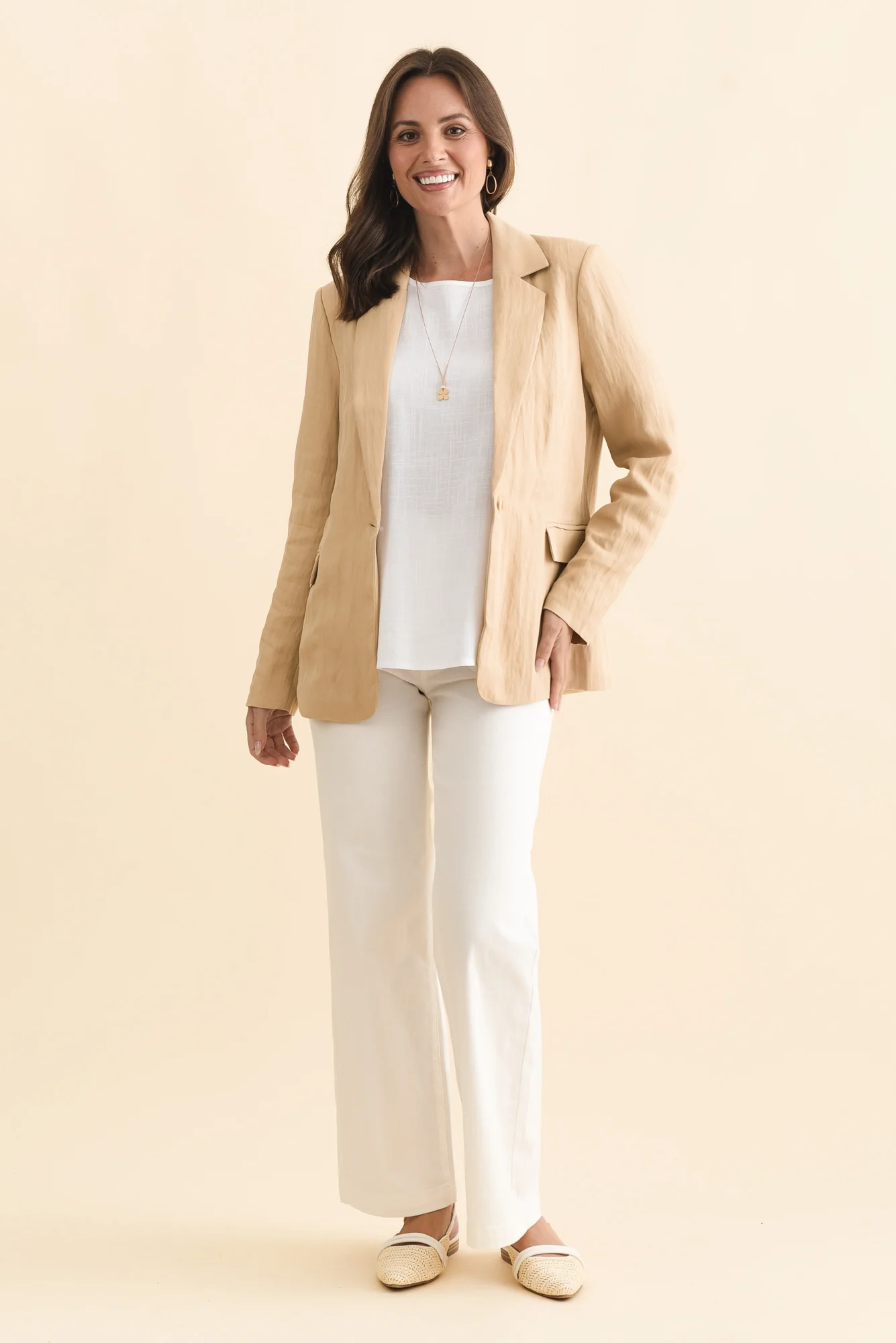 Sutton Beige Collared Blazer - Image 6
