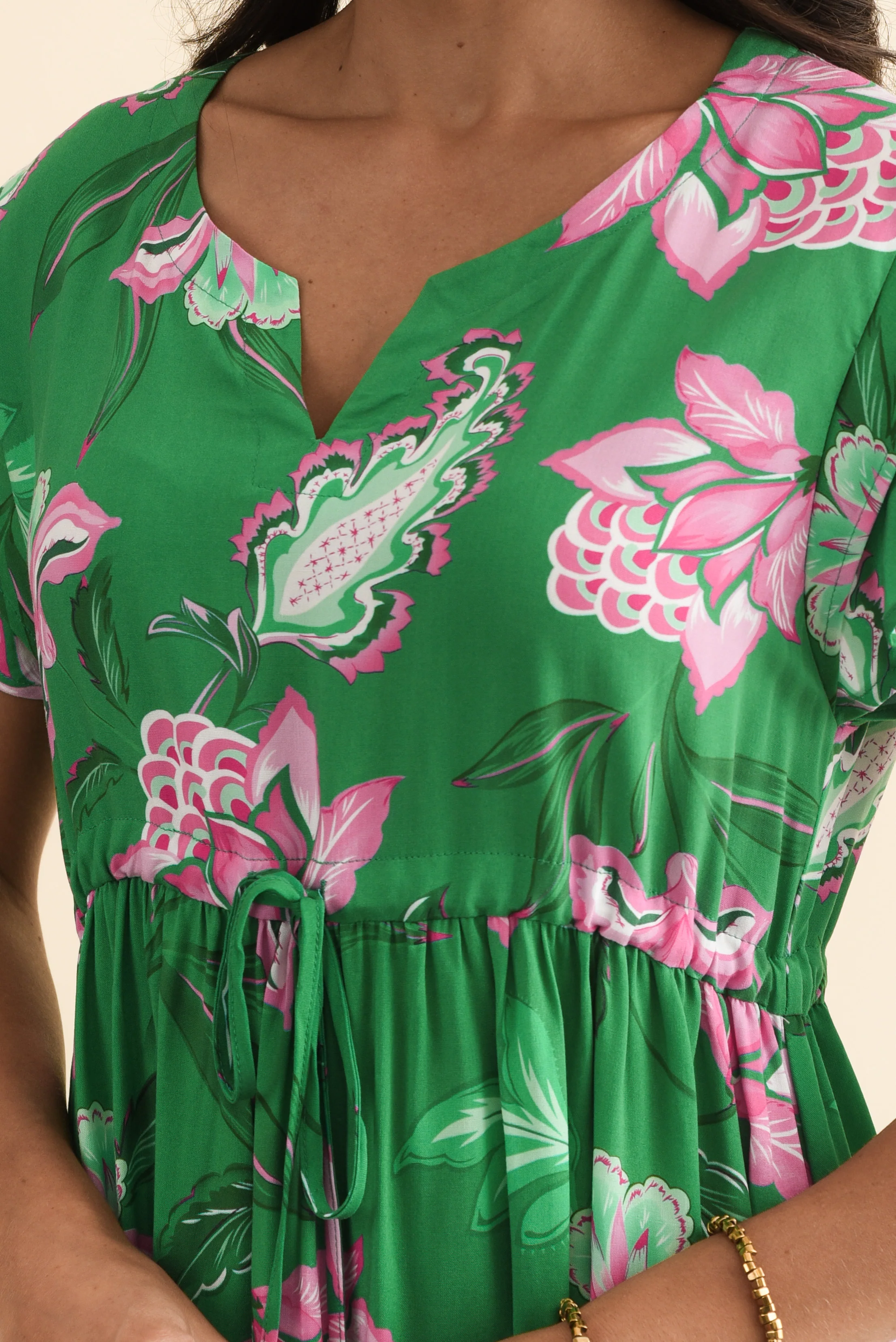 Suzette Green Flower Midi Dress - Image 5