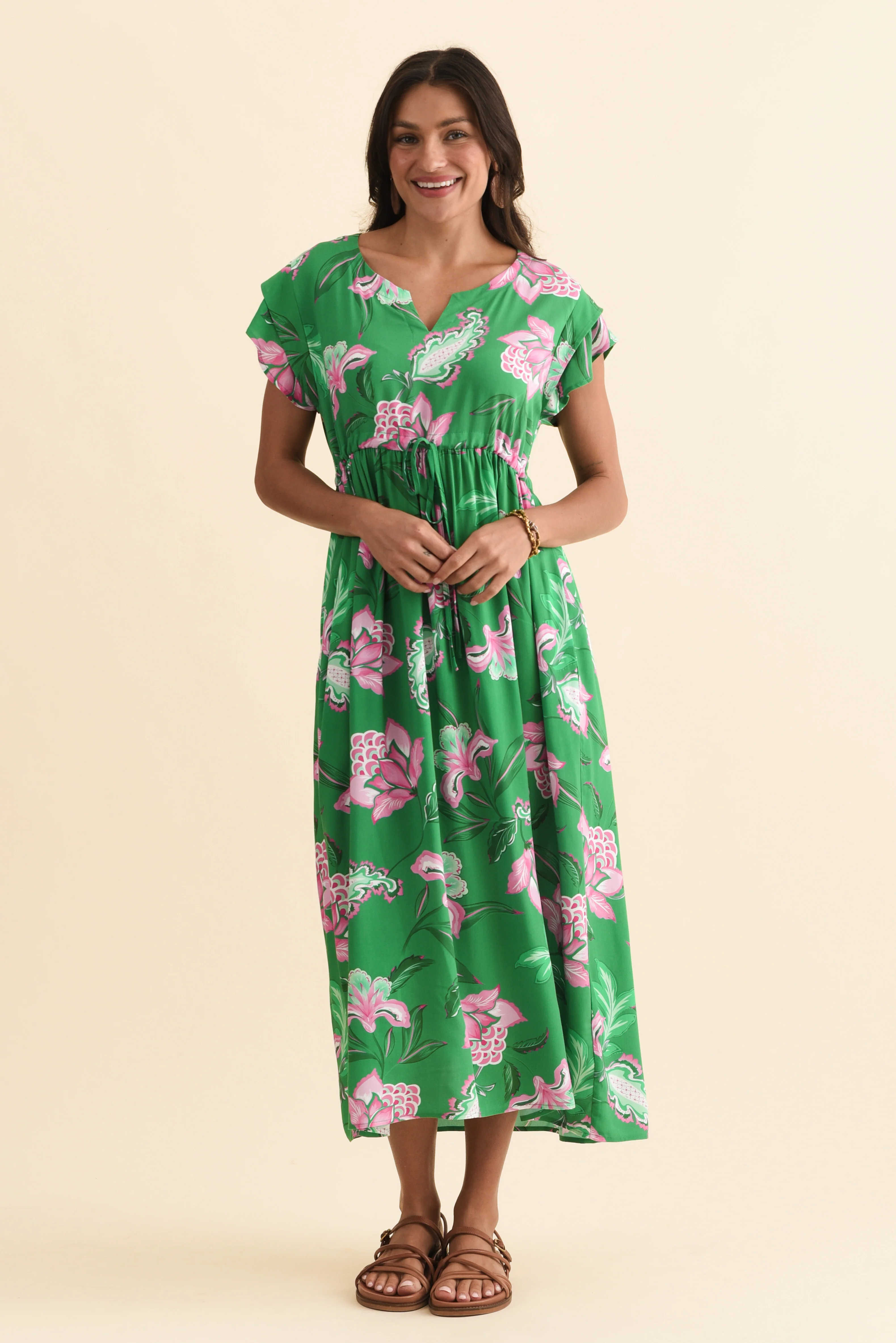 Suzette Green Flower Midi Dress - Image 6