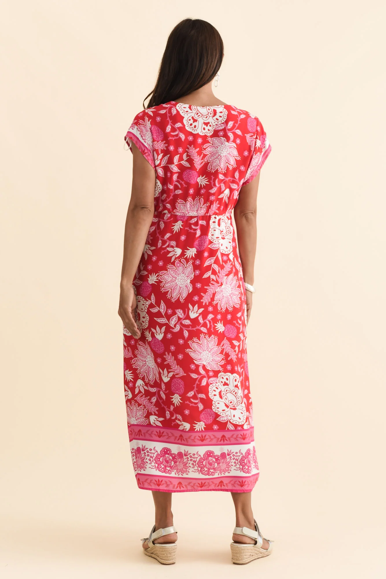 Suzette Red Foliage Midi Dress - Image 4
