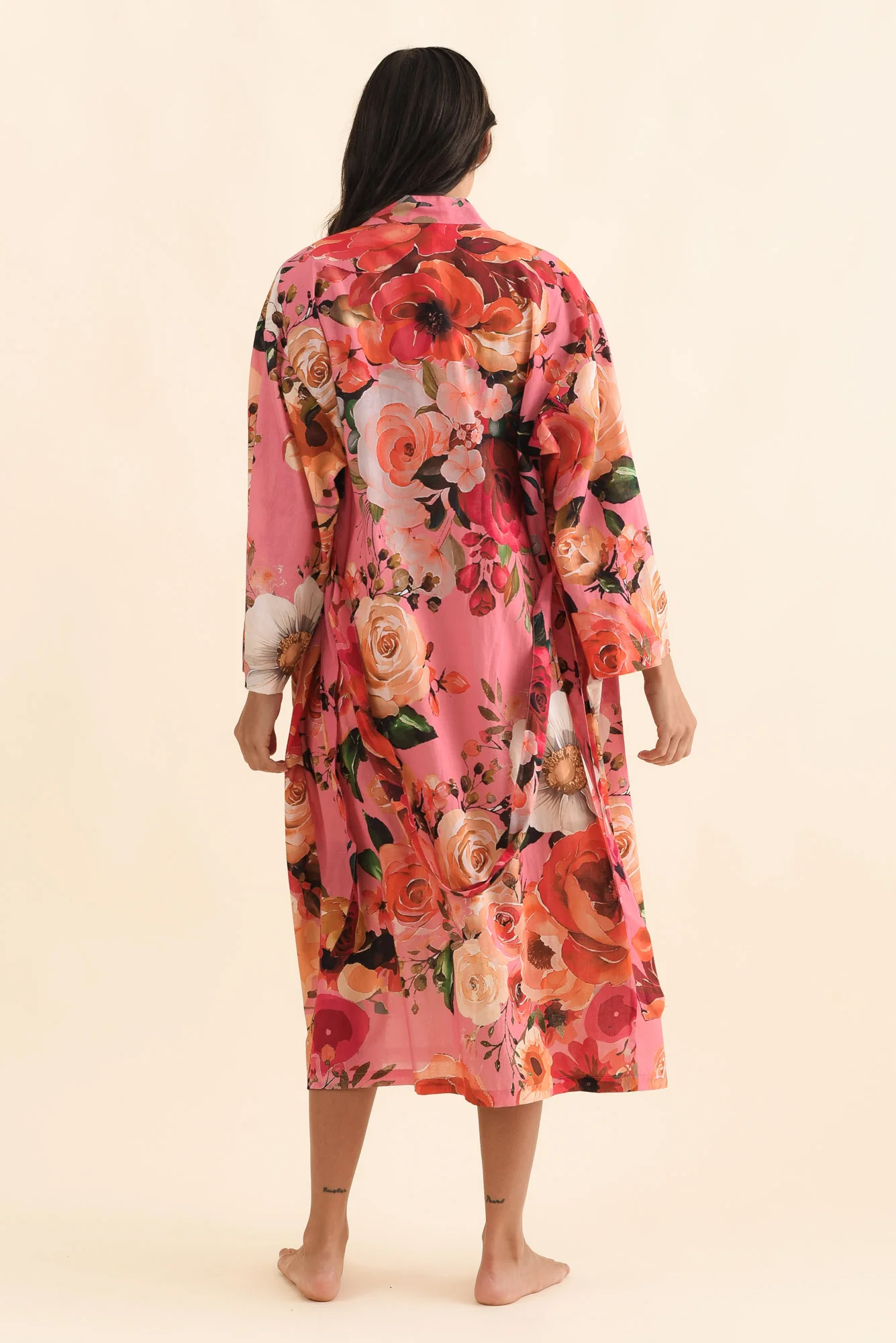 Taji Pink Rose Cotton Kimono - Image 4