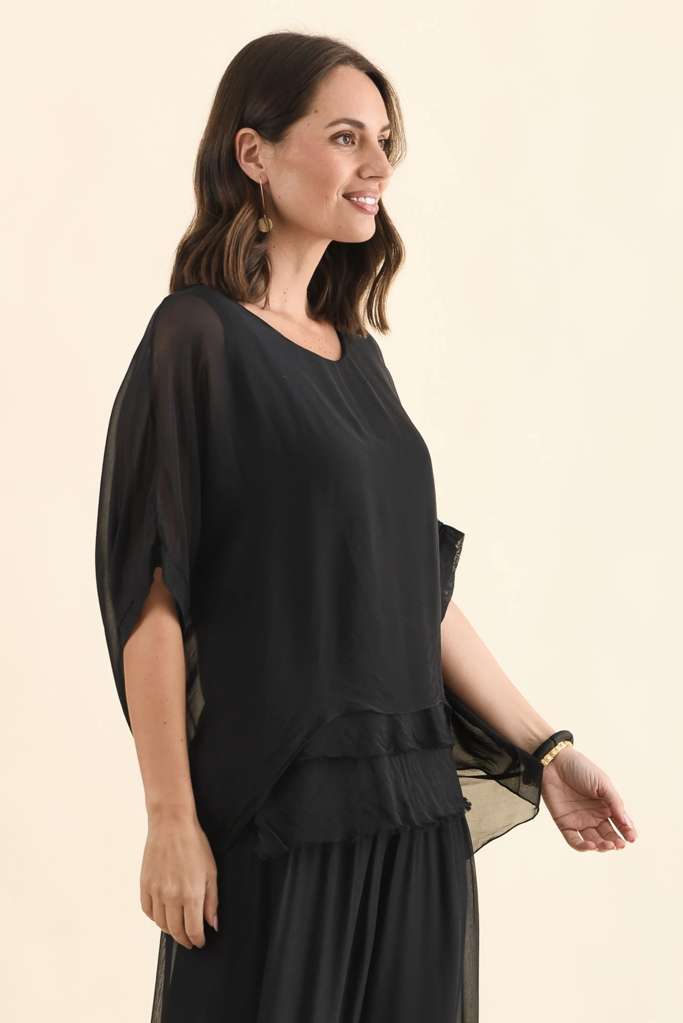 Talia Black Silk Layer Top - Image 3