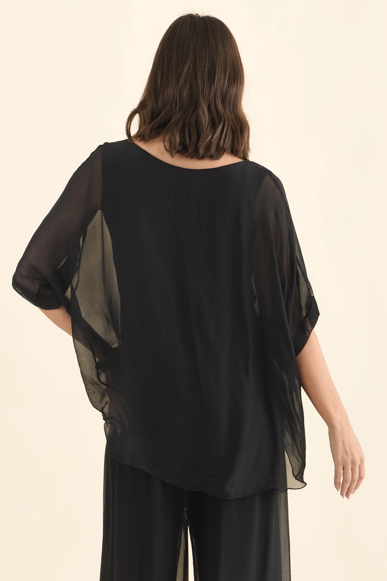 Talia Black Silk Layer Top - Image 4