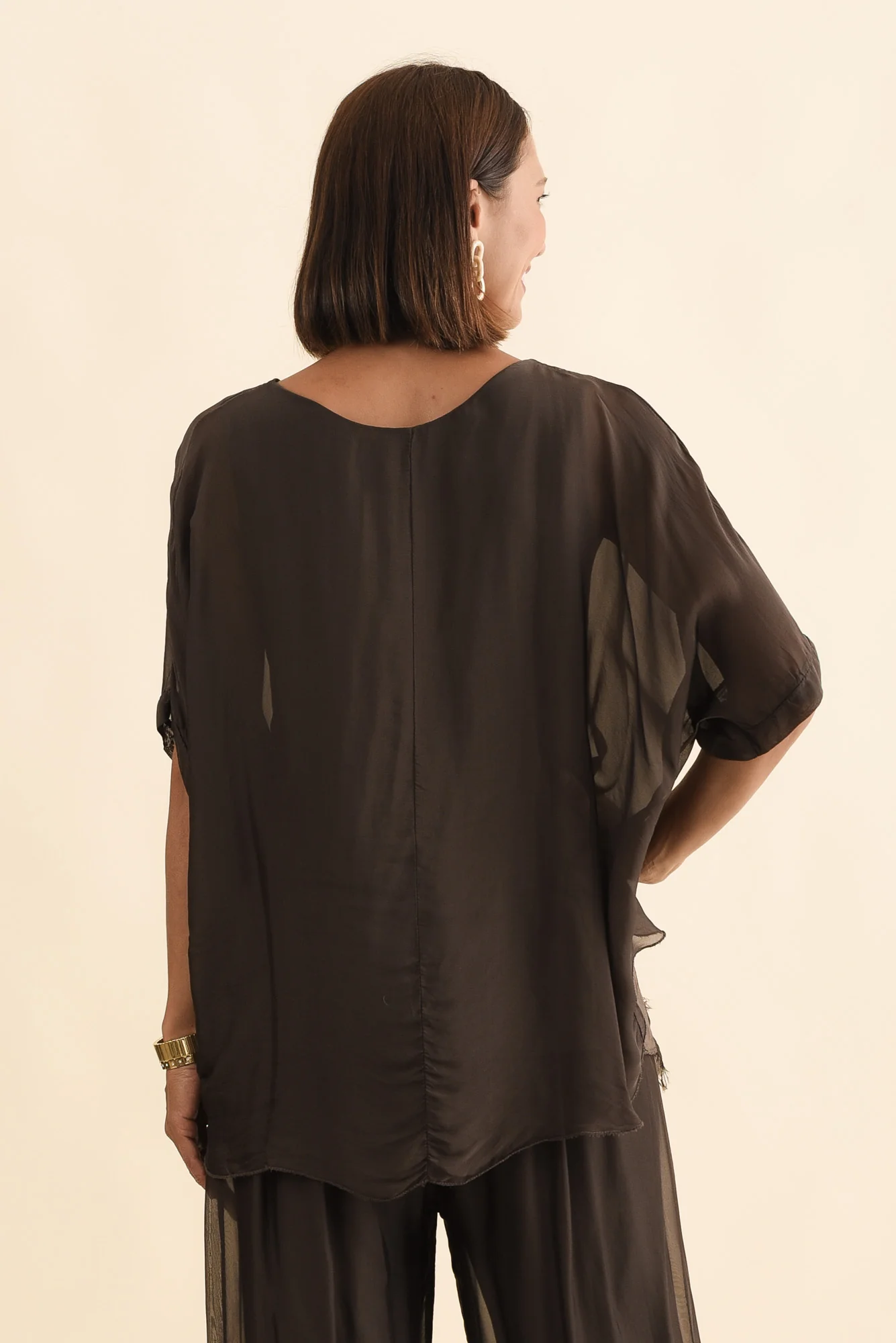 Talia Chocolate Silk Layer Top - Image 4