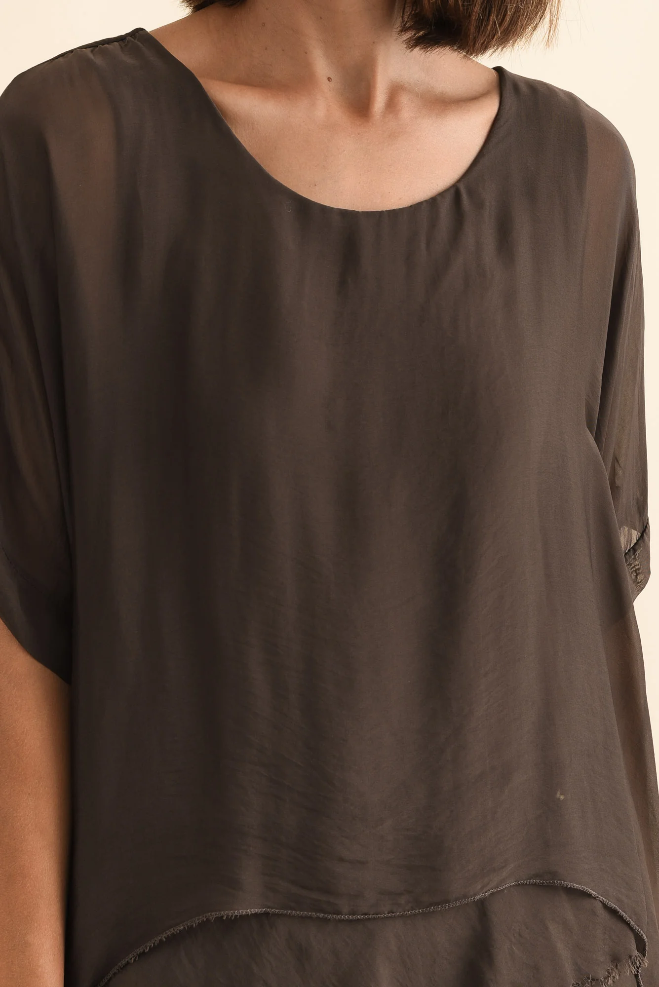 Talia Chocolate Silk Layer Top - Image 5