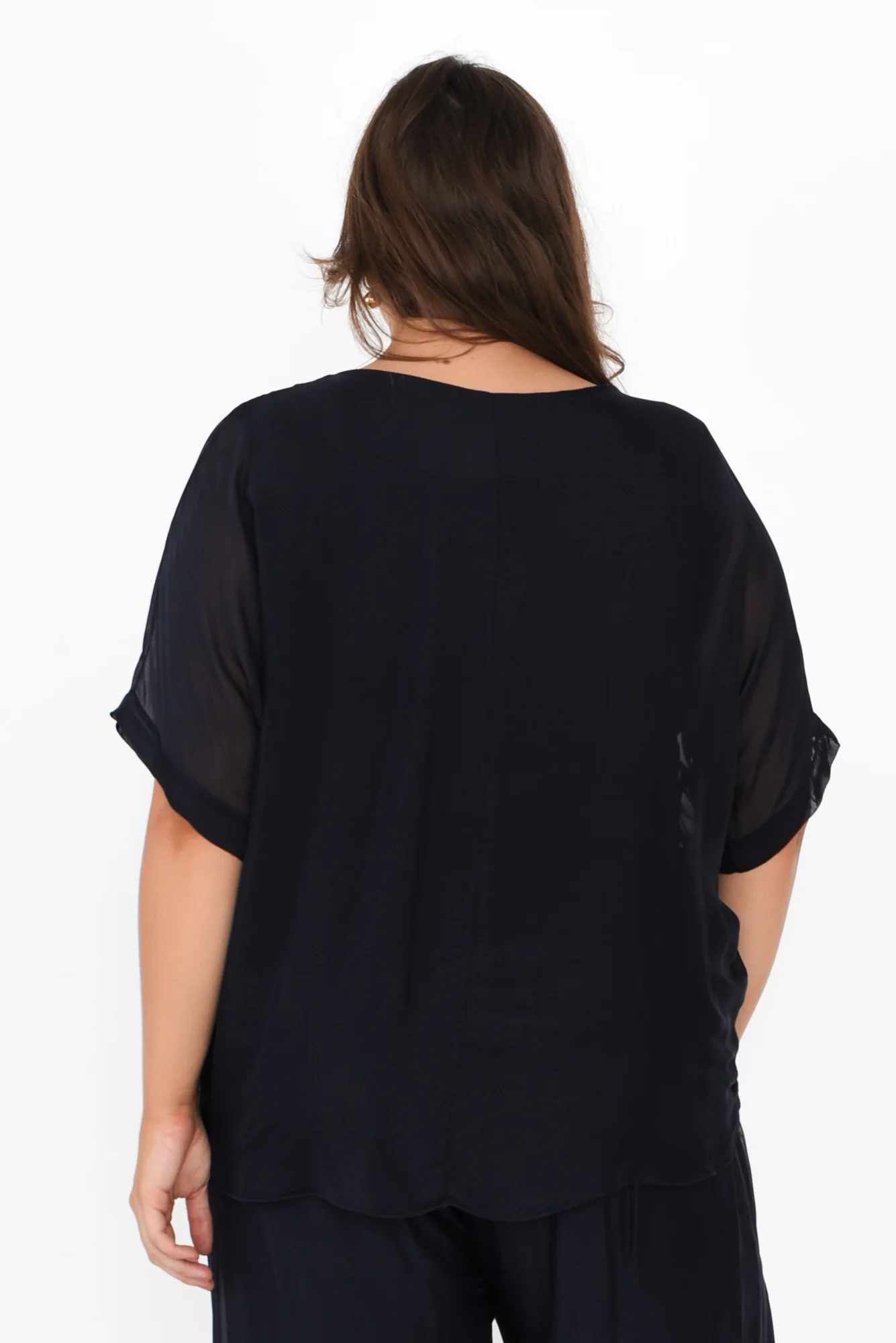 Talia Navy Silk Layer Top - Image 11