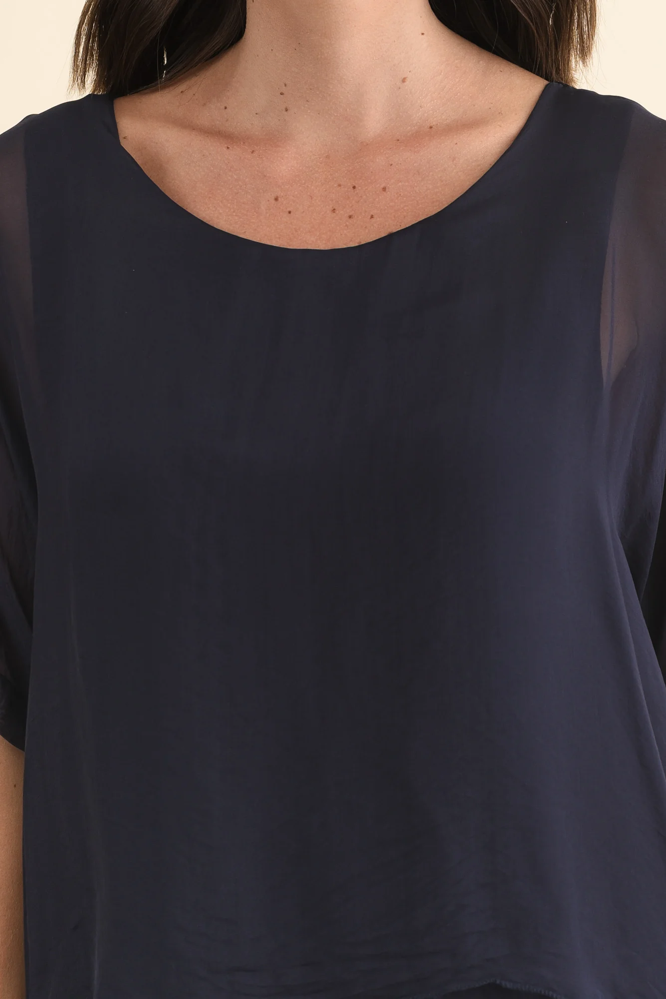 Talia Navy Silk Layer Top - Image 6