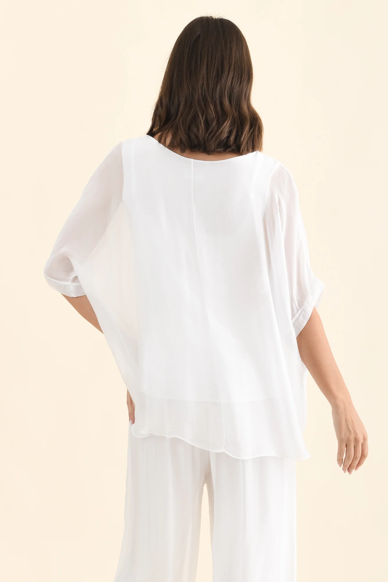 Talia White Silk Layer Top - Image 4