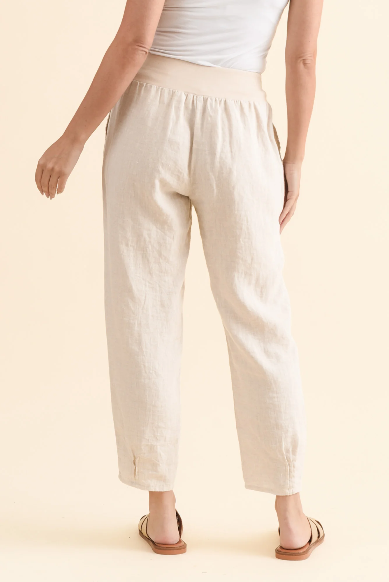 Tatum Beige Linen Pants - Image 5
